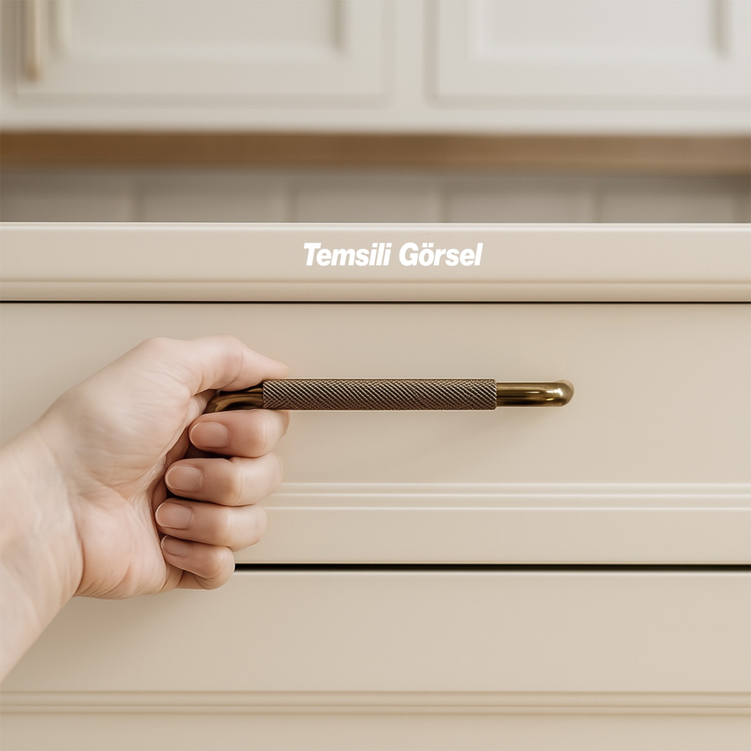 Tırtıklı Bronz Metal Kulp 128 mm 12.8 cm Mobilya Çekmece Dolap Dolabı Modern Kapak Kulpları