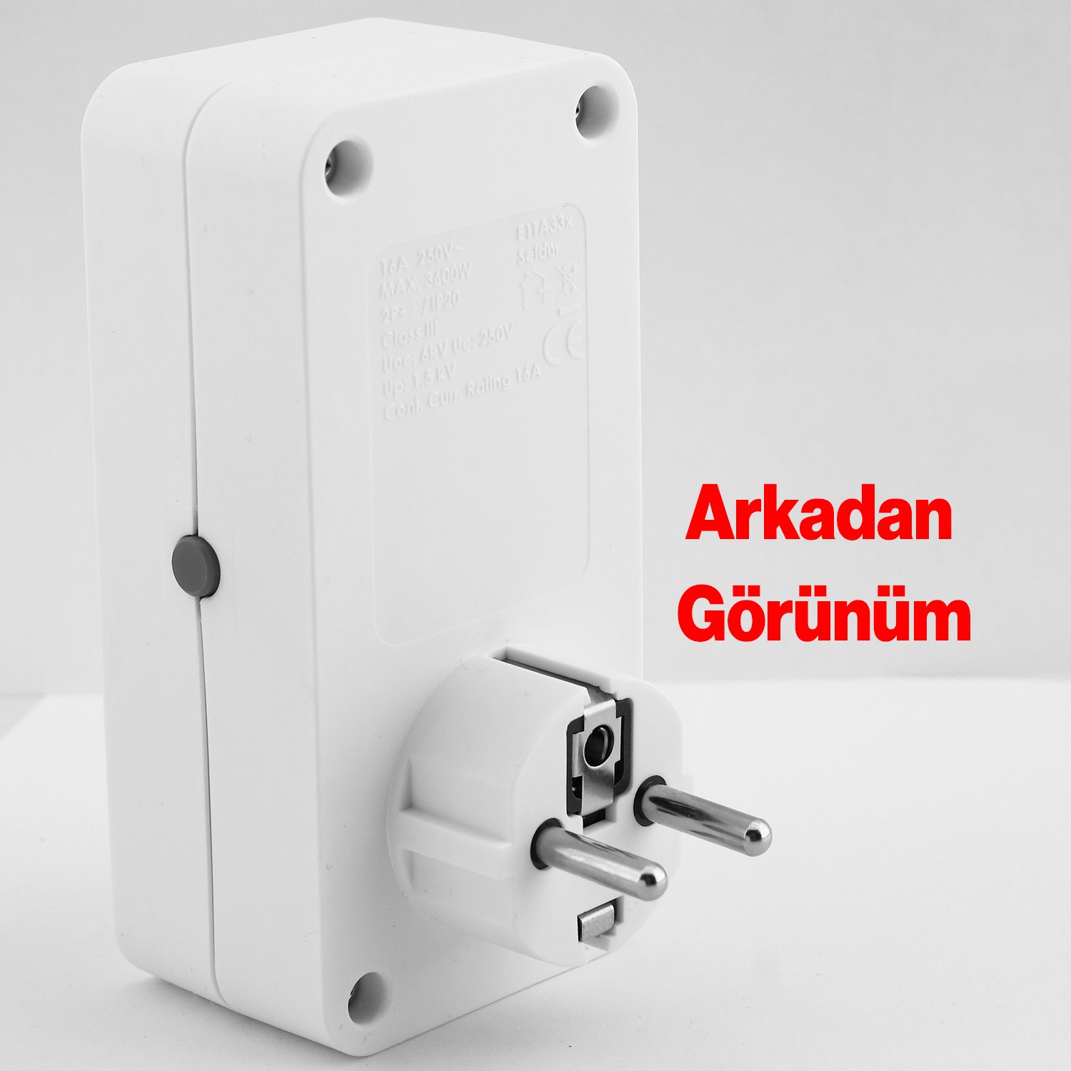 Anahtarlı Akım & Şok Korumalı Tekli Priz Açma Kapama Düğmeli Çoçuk Korumalı Fiş 720 Joule IP20