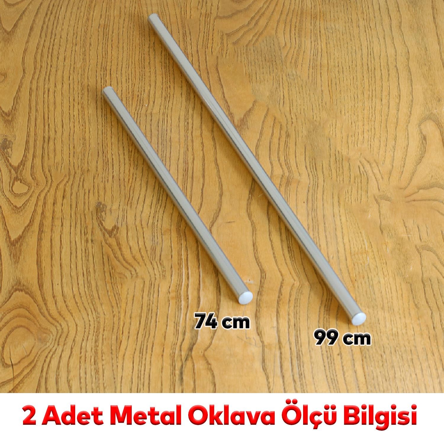 Alüminyum Metal Oklava 2'li Set 99-74 cm Börek Hamur Yufka Açma Silindir Yuvarlak Uzun Kısa Mutfak