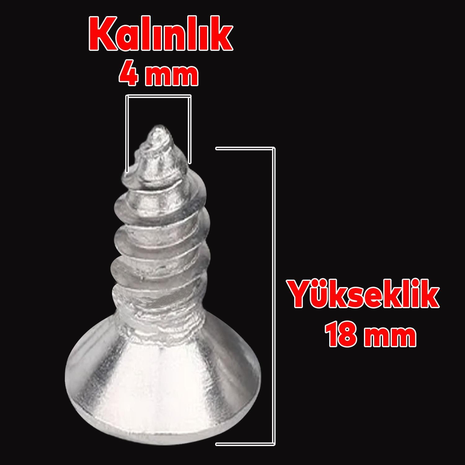 Sunta Vidası 4x18 Mm Paket 1000 Adet Sivri Uçlu Ahşap Tahta Ağaç Mobilya Ayak Kulp Vidası