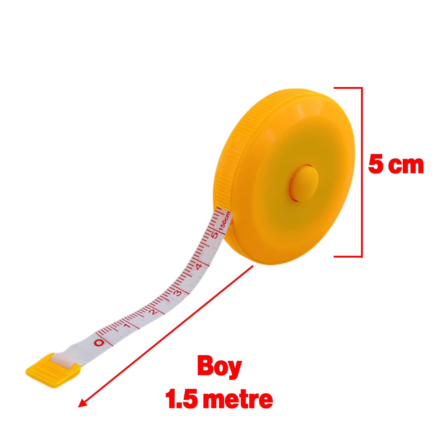 1,5 Metre Basmalı Otomatik Metre 150 cm Mezura Makaralı Ölçüm Terzi Mezurası Diyetisyen Bel Bandı