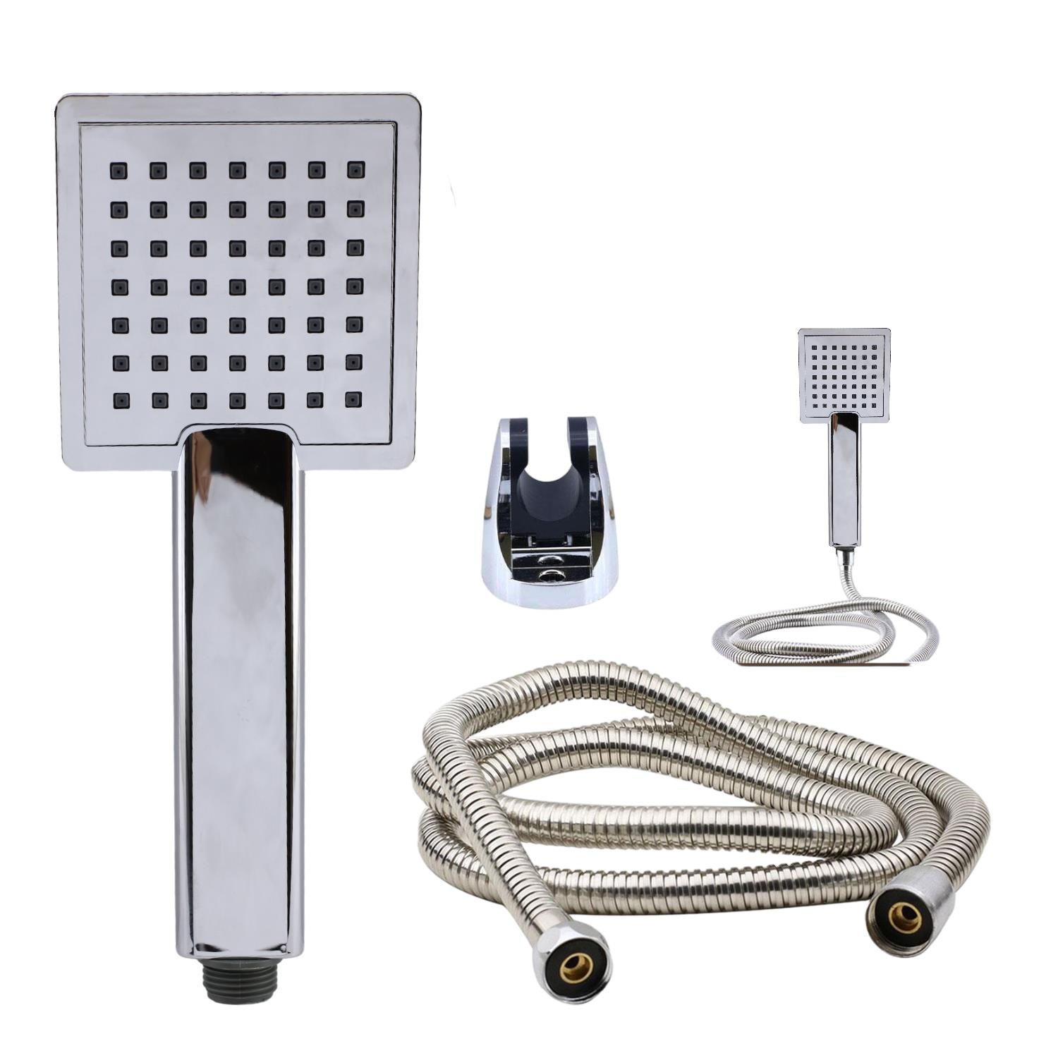 Duş Seti Fişkiye Banyo Duş Başlığı Set Fiskiyesi Telefonu Kare Klasik Başlık Metal Hortum