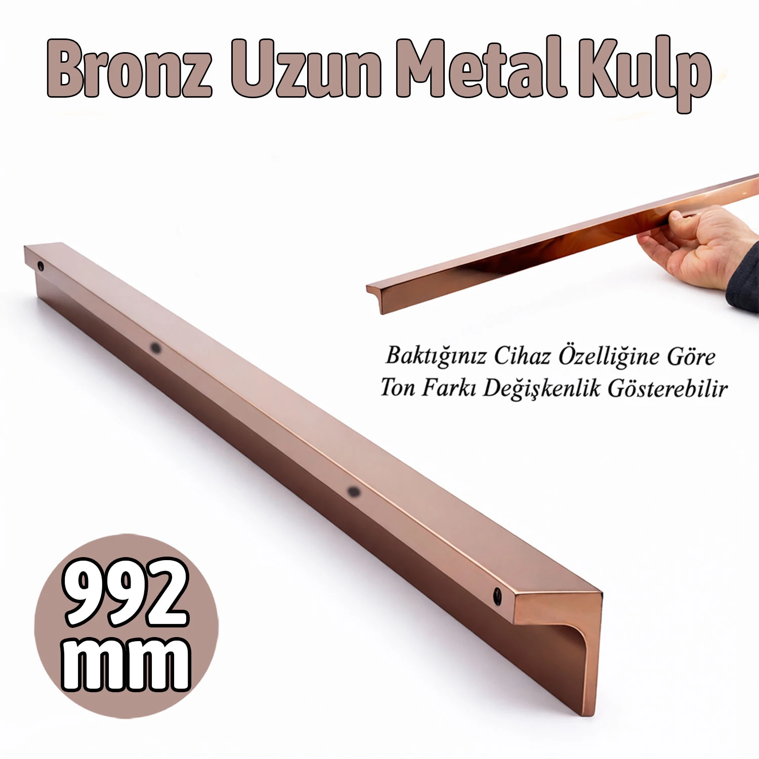 LADA Metal Düz Bronz Çekmece Dolap Kulpu 992 mm Modern Şık