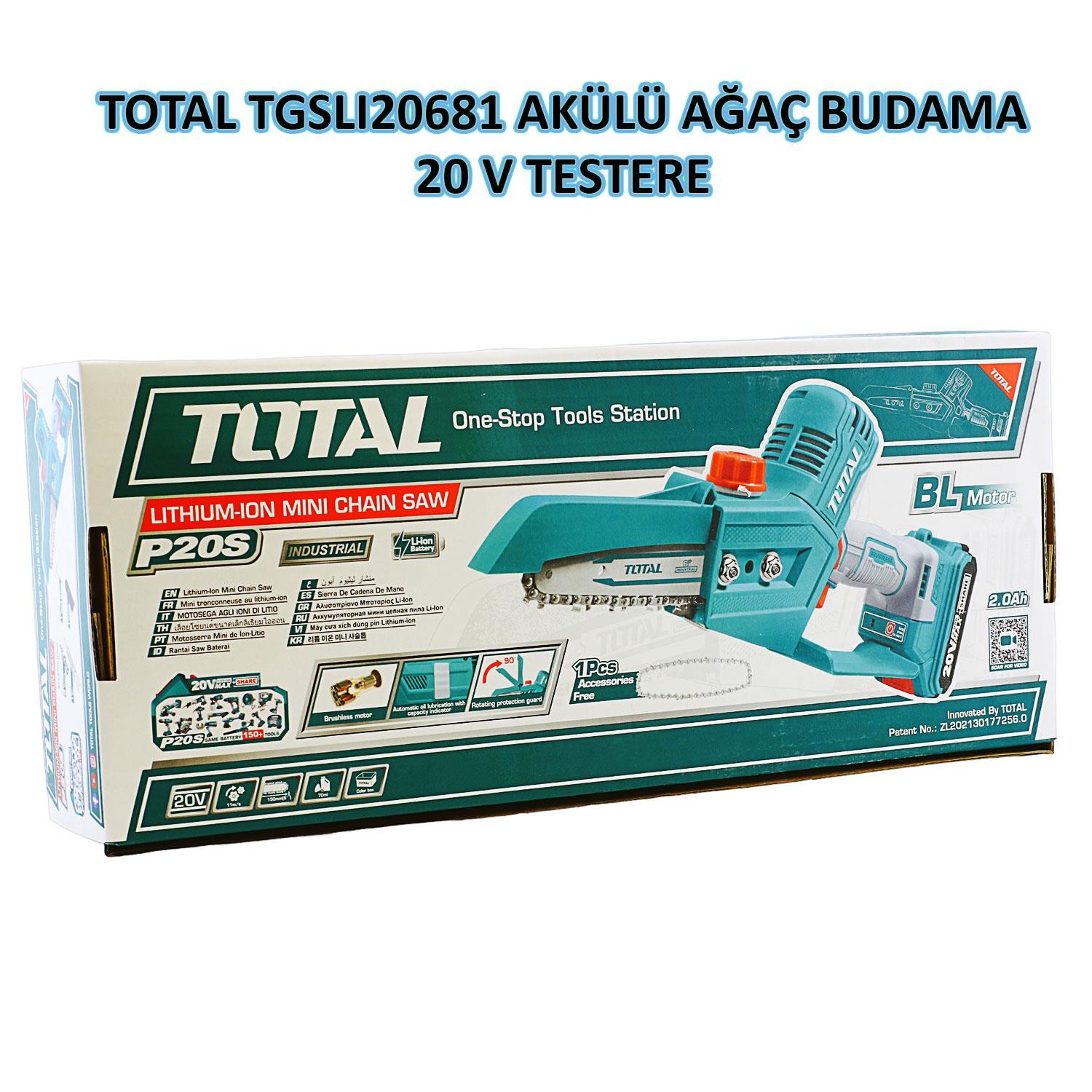 Total TGSLI20681 Çift Akülü Zincirli Testere 20V Li-on Akü