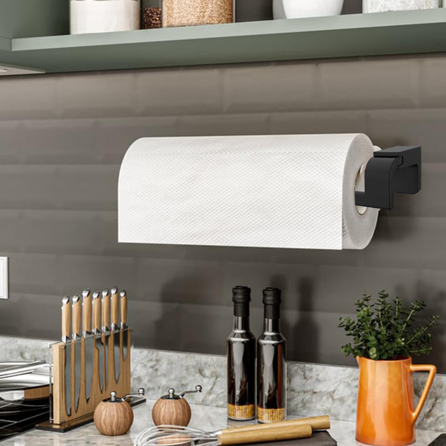 Banyo Lavabo Mutfak Aparat Uzun Kağıt Havluluk Standı Kağıtlık 26 cm Paslanmaz Metal Sağlam Siyah