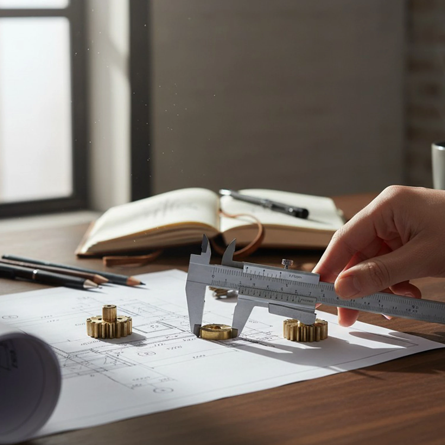 (0.05 Hassasiyet) Kilitli Mekanik Kumpas Monoblok Metal Gövde 150 mm İç Dış Derinlik Ölçüm Aleti