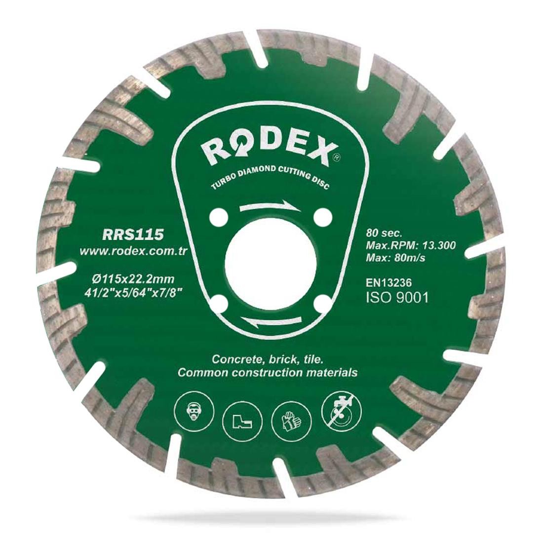 Rodex Kanallı Turbo Elmas Kesme Kesici Diski Mermer Tuğla 115 mm