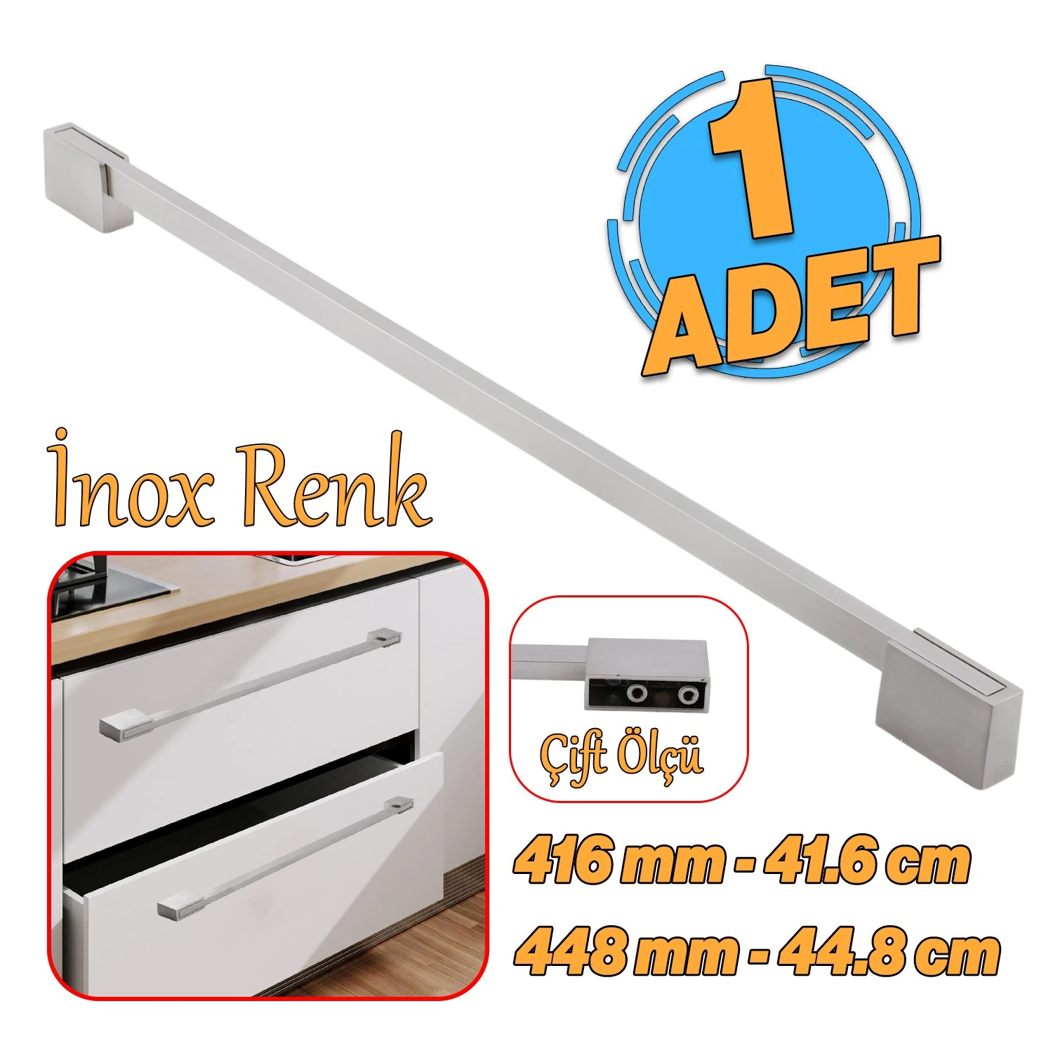 Nardin Metal İnox Kulp 416-448 mm 41.6 - 44.8 cm Mobilya Çekmece Mutfak ...