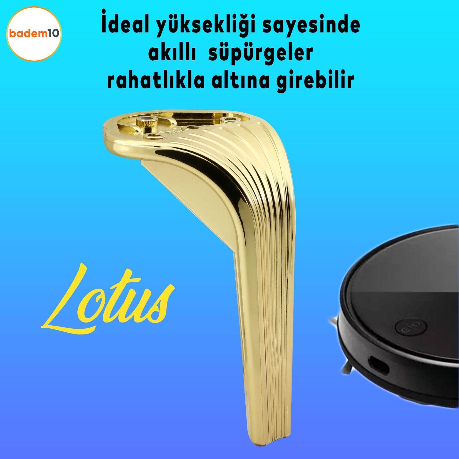 Lotus 6'lı Set Mobilya TV Ünitesi Çekyat Koltuk Kanepe Destek Ayağı 19 cm Altın Ayak M8 Civatalı