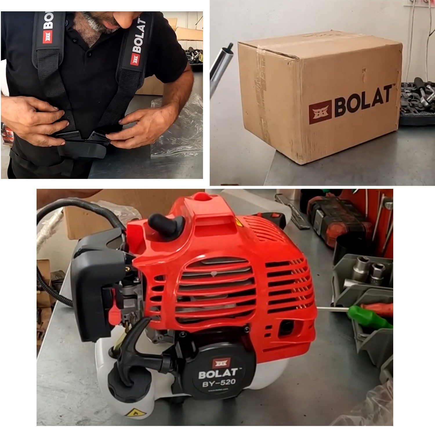 Bolat Benzinli BY520 Yan Tırpan Çim Biçme Testeresi 2.7 hp 51.7 cc Bisiklet Kollu Omuz Askılı Misina