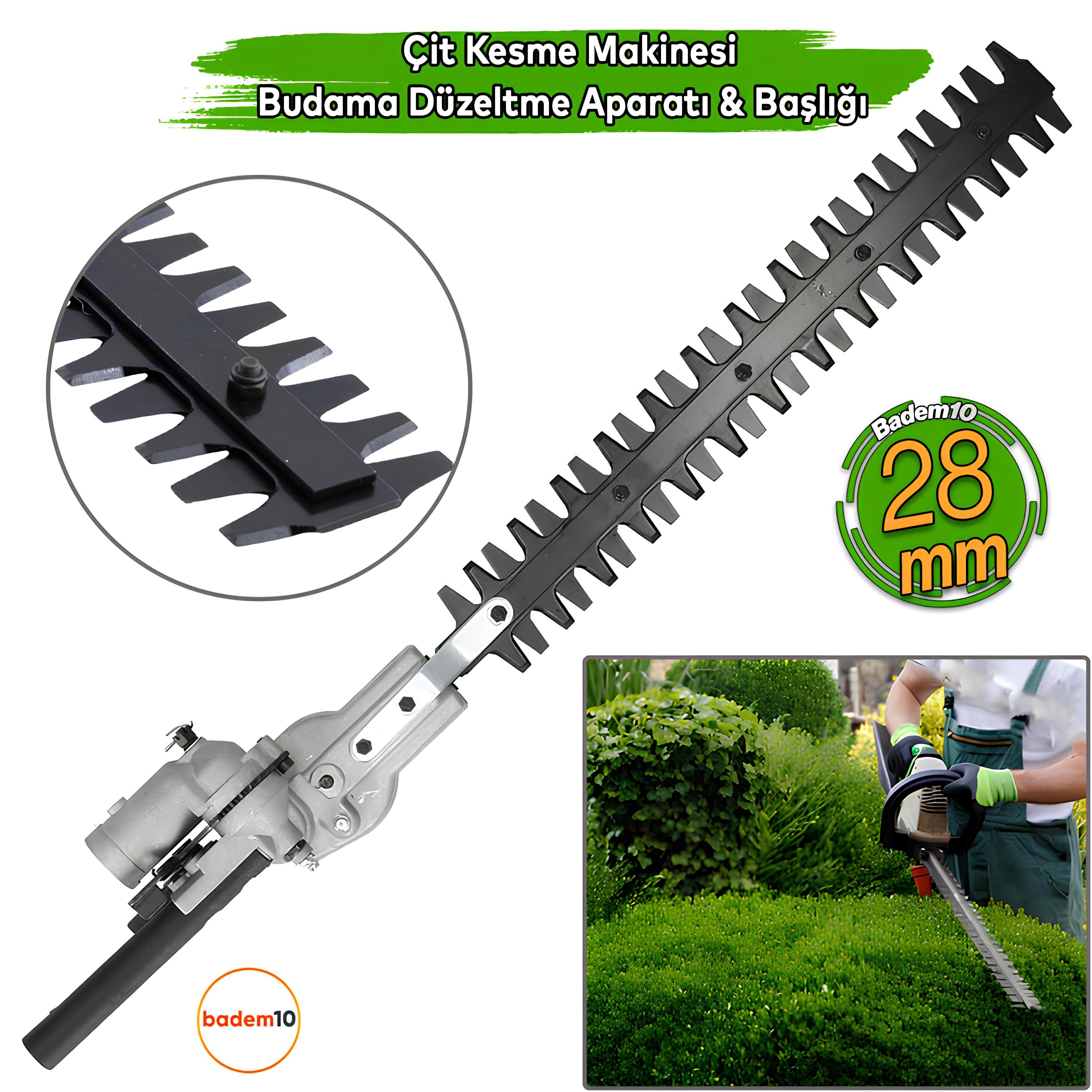 Çit Kesme Makinası Budama Düzeltme Aparatı Başlığı Çalı Kesme Bahçe Gül Bitki Tırpan 28 mm 9 Diş