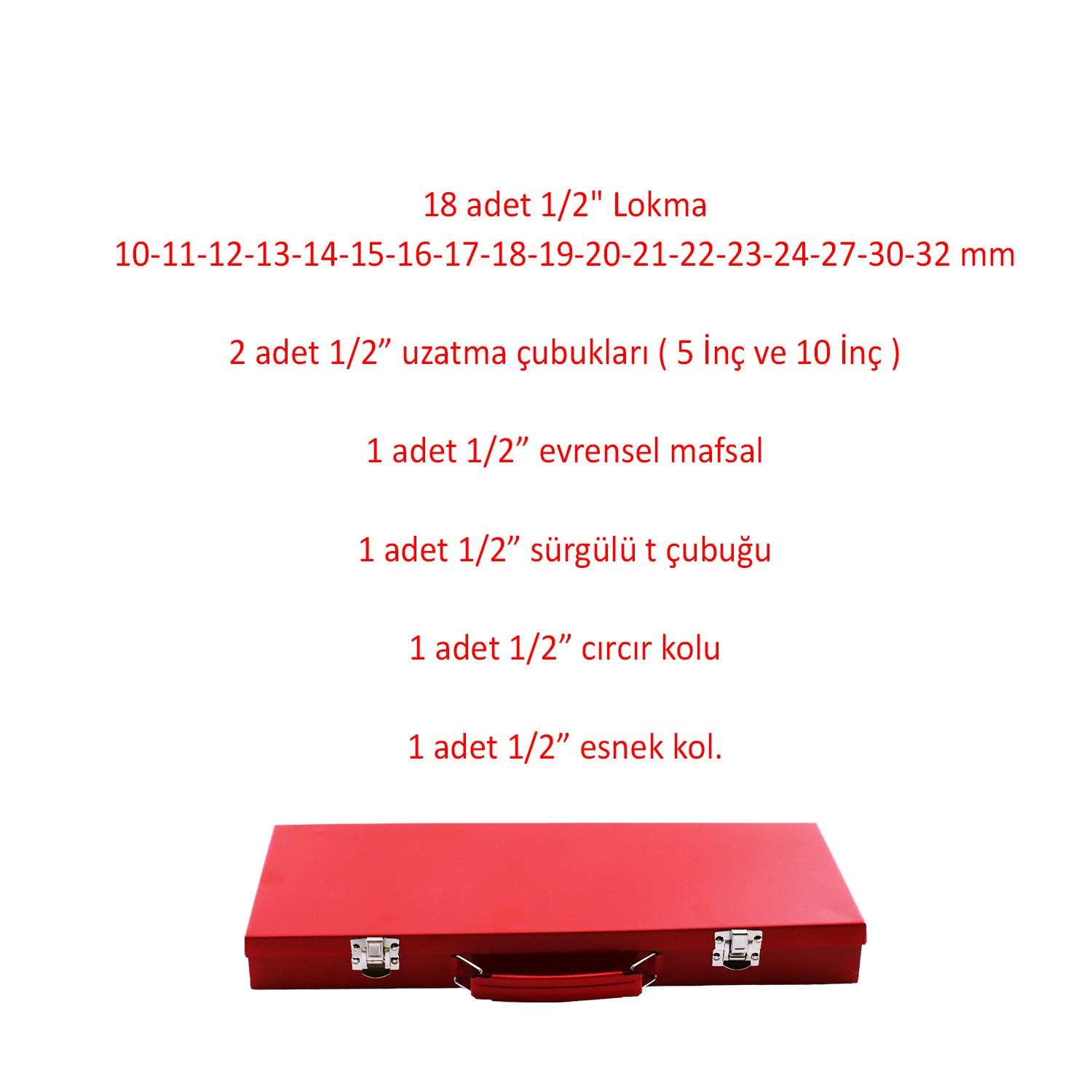 Lokma Takımı 24 Parça Uzatma T Kolu Buji Araç Tamir Cırcırlı Chrome Vanadium 1/2 Dr Socket Set