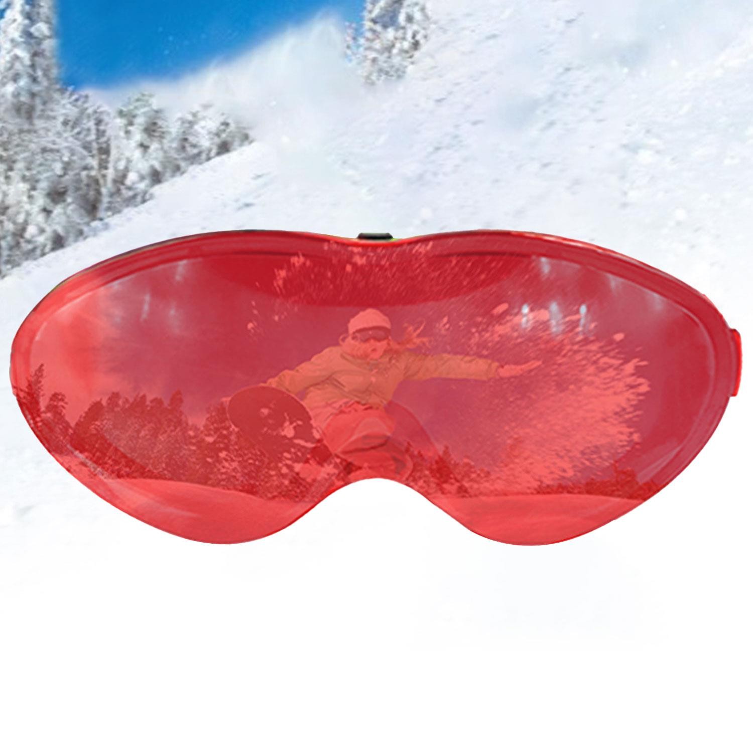 Bellasimo Çerçevesiz Kayak Gözlüğü Camı Lens Değiştirebilir Cam Antifog Güneş Kar Gözlük Camı Kırmızı