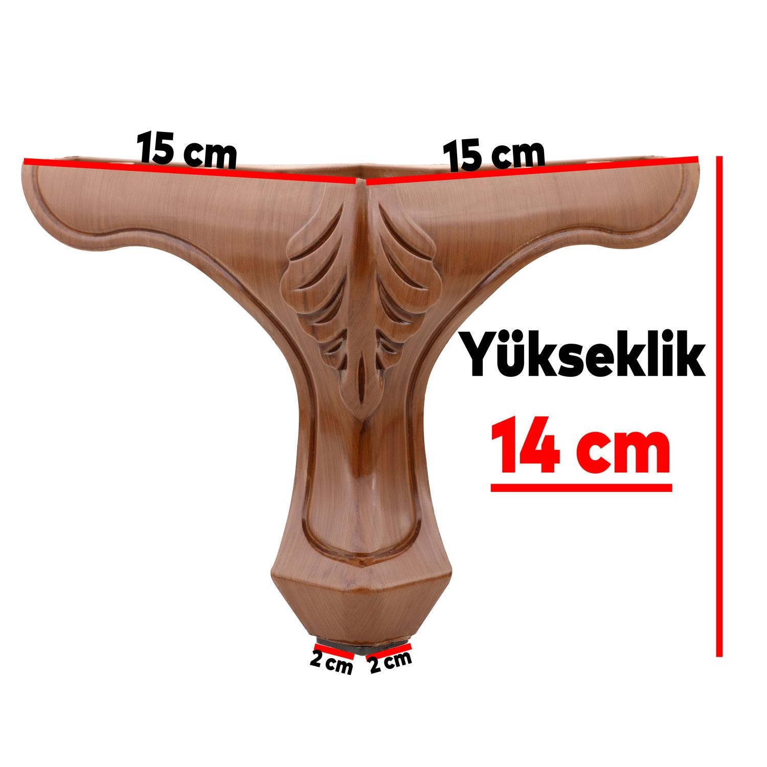 Lukens Mobilya Kanepe Koltuk Tv Ünitesi Puf Ayağı 14 cm Kahverengi Ahşap Desenli Baza Ayak