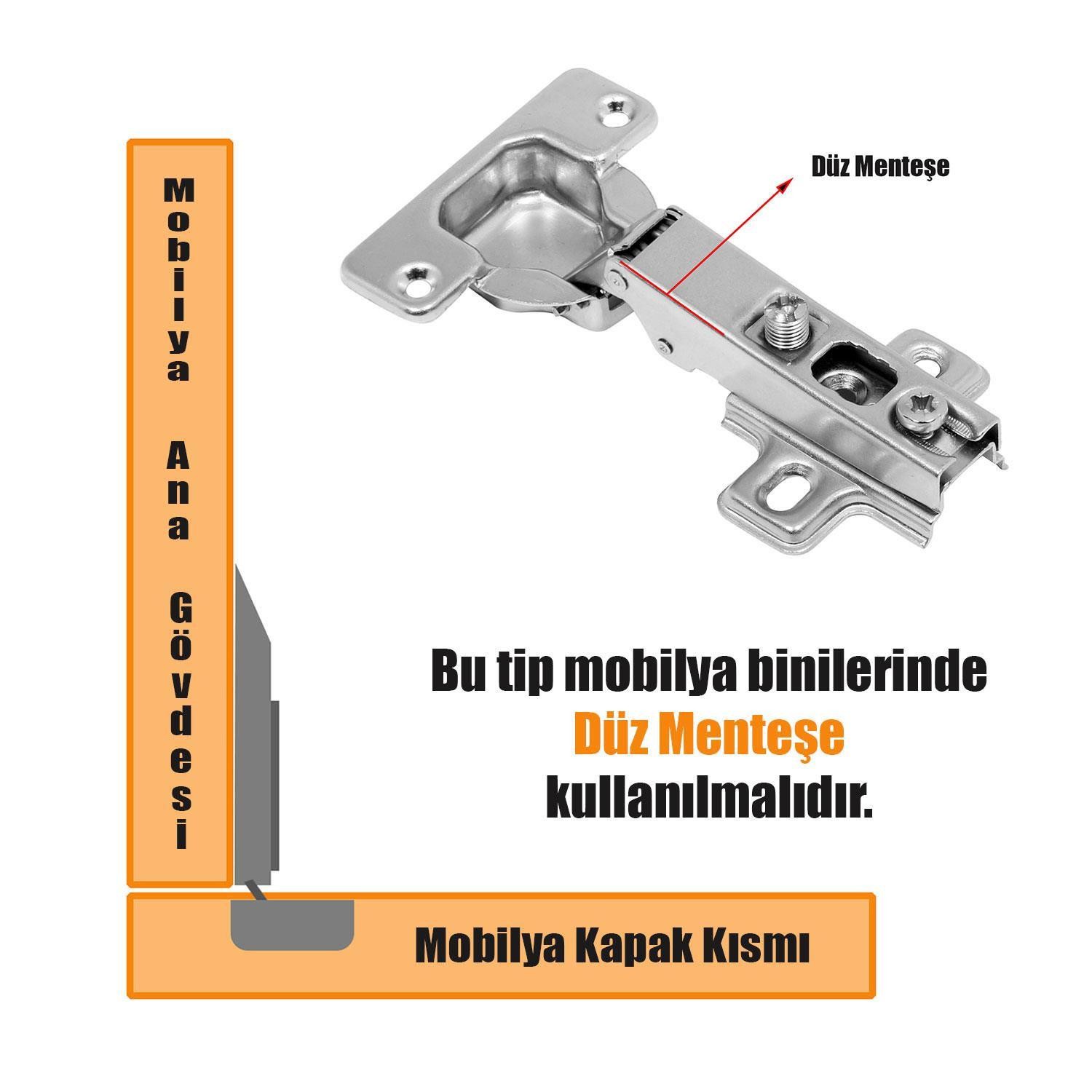 Hanaks Mobilya Dolap Kapak Menteşesi Düz Tas Menteşe (1 ÇİFT)