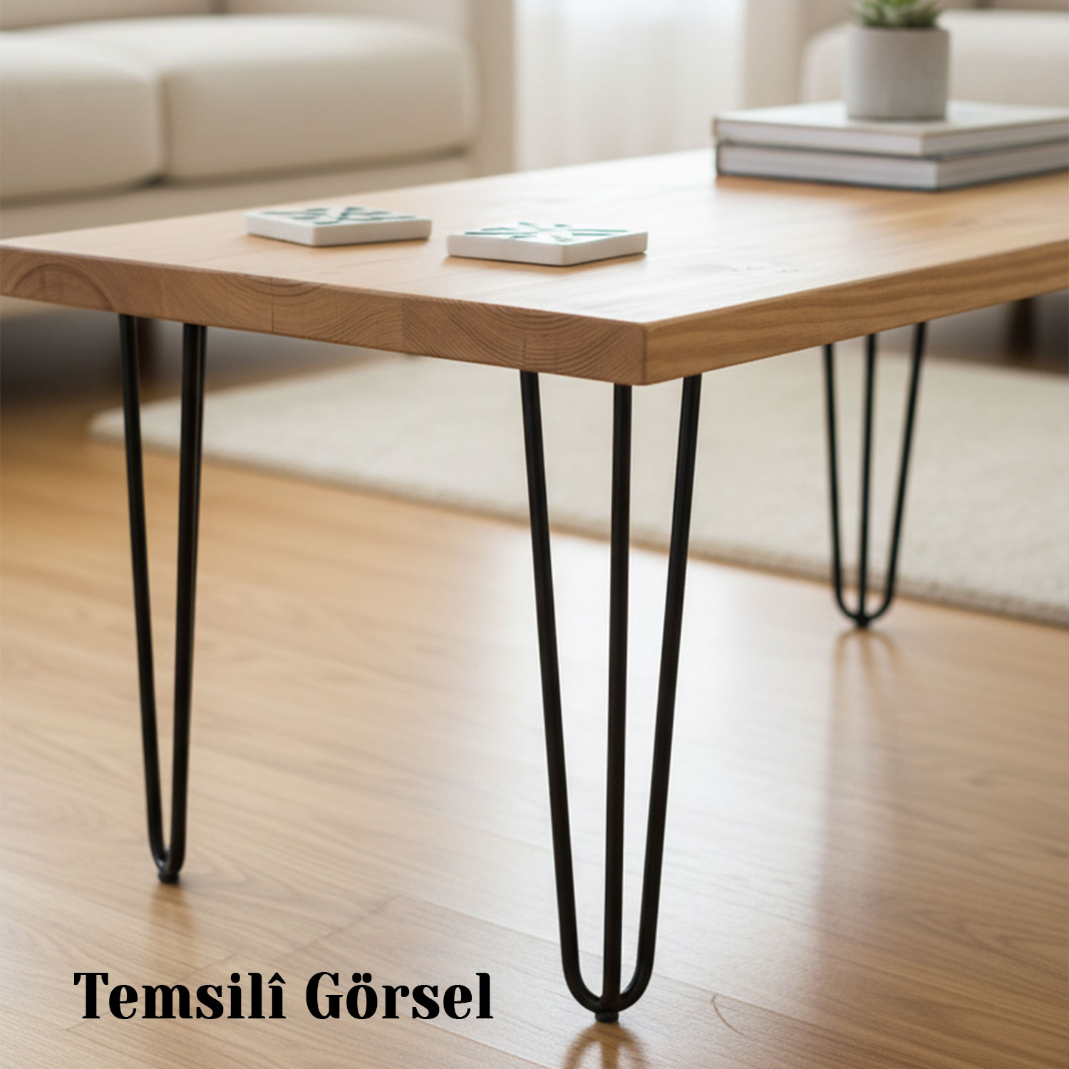 Martı Siyah Metal Sehpa Ayağı 71 cm Tekli Masa Ayağı Dayanıklı Mobilya Destek Ayağı Yükseltici Model