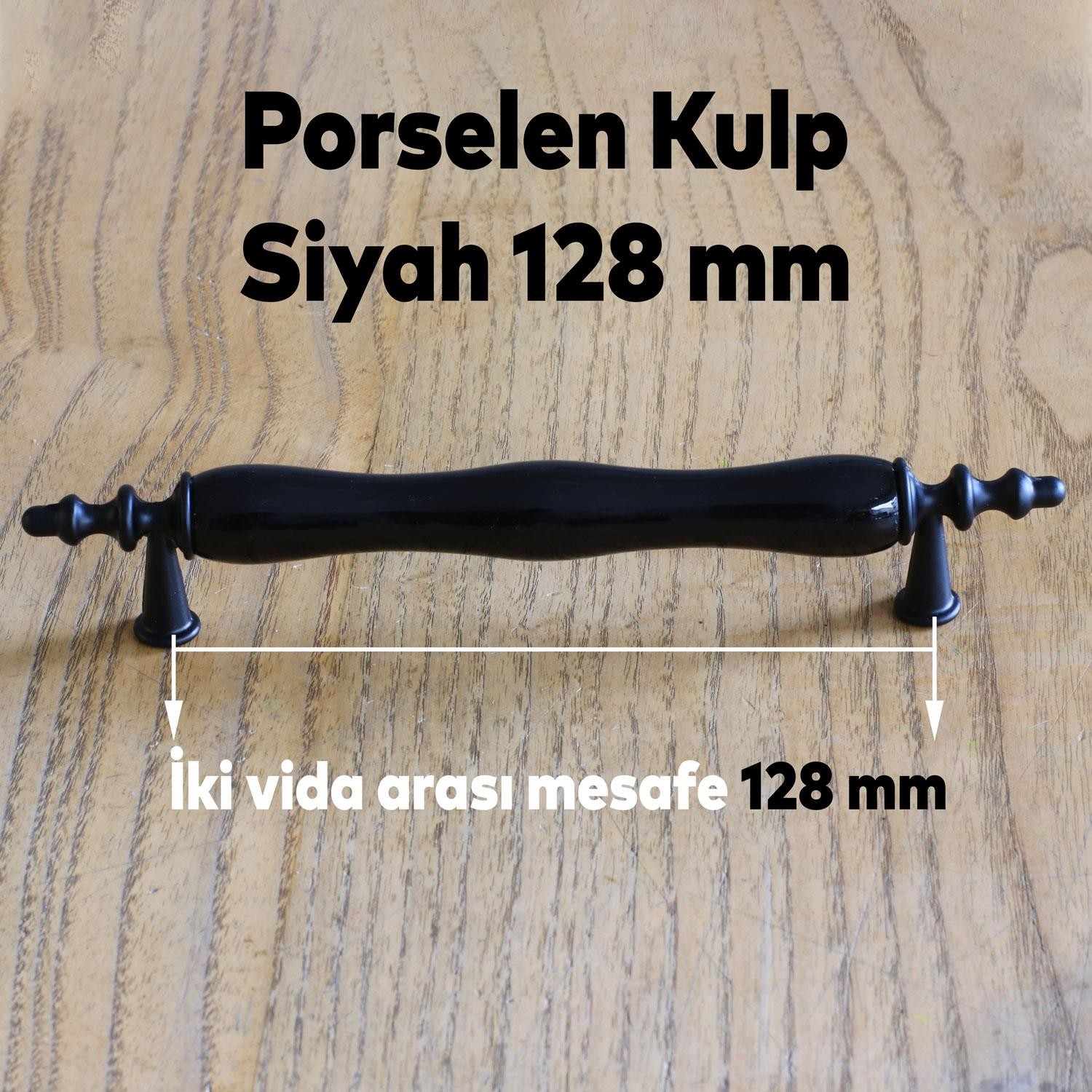 Gül Gerçek Porselen Siyah 128 Mm Kulpları Mobilya Mutfak Dolabı Çekmece Dolap Kapak Kulpu Kulbu