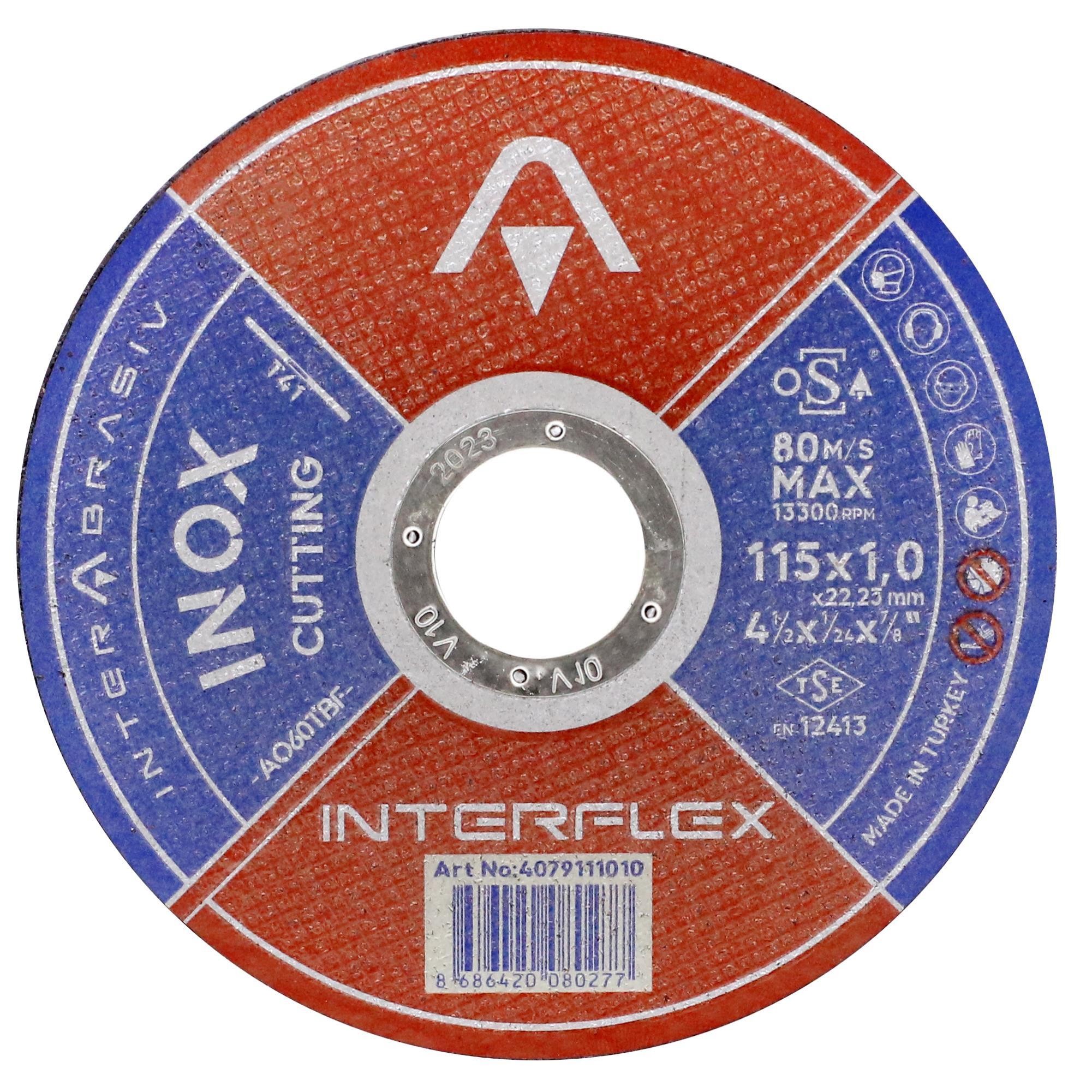 İnterflex İnox Metal Kesici Taş Disk 115x1.0x22.23 mm (10 ADET)