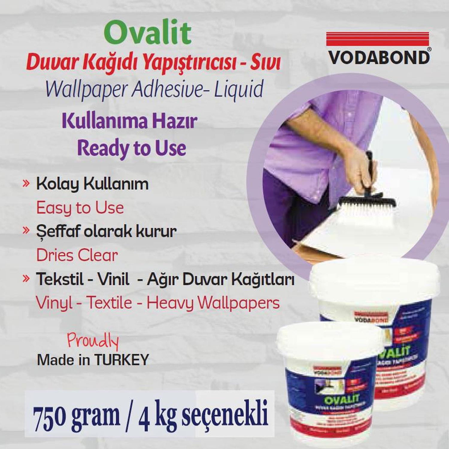 Hazır Ovalit Tekstil Vinil Duvar Kağıdı Tutkalı Yapıştırıcısı 750 Gr