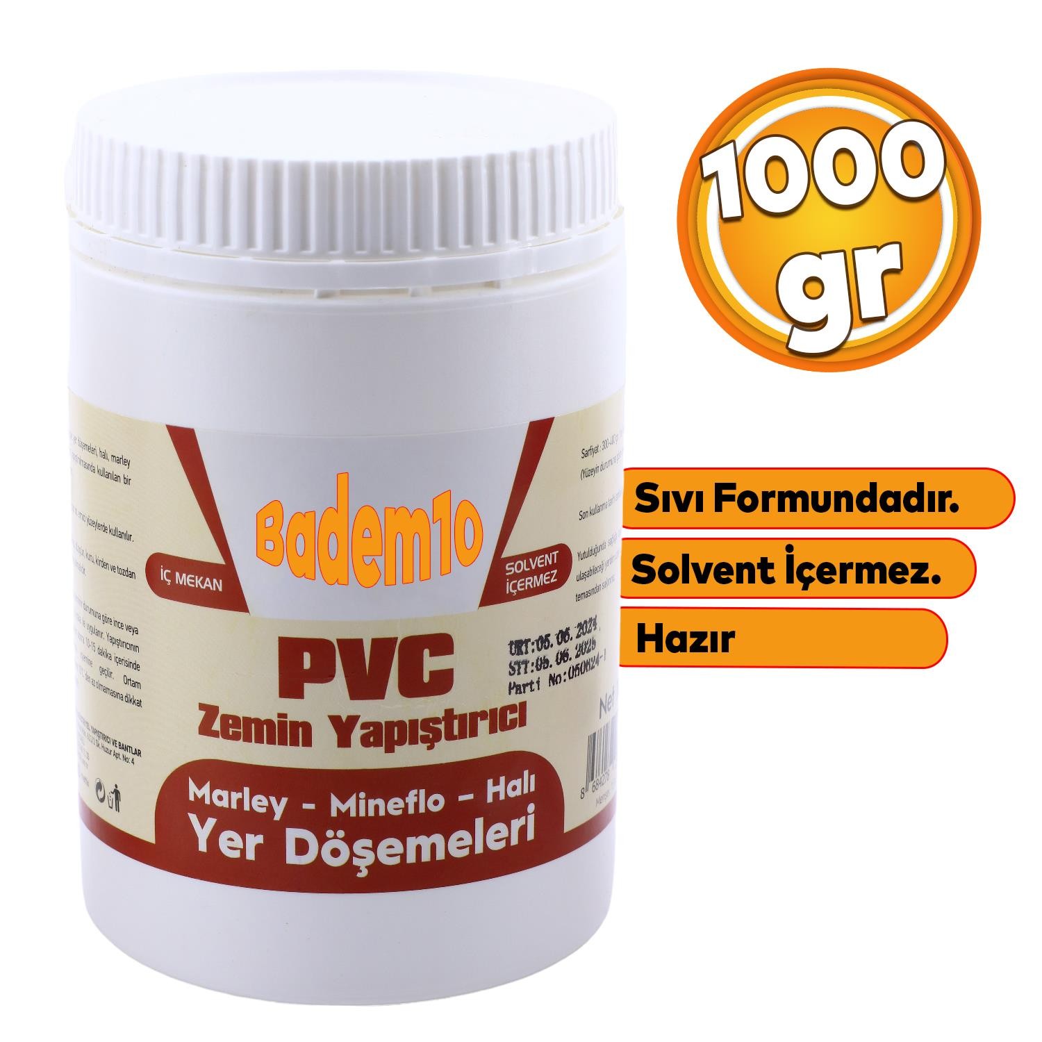  Hazır Sıvı Yer Döşemeleri Marley Mineflo Halı PVC Zemin Yapıştırıcısı 1 kg İç Mekan Yer Döşemeleri