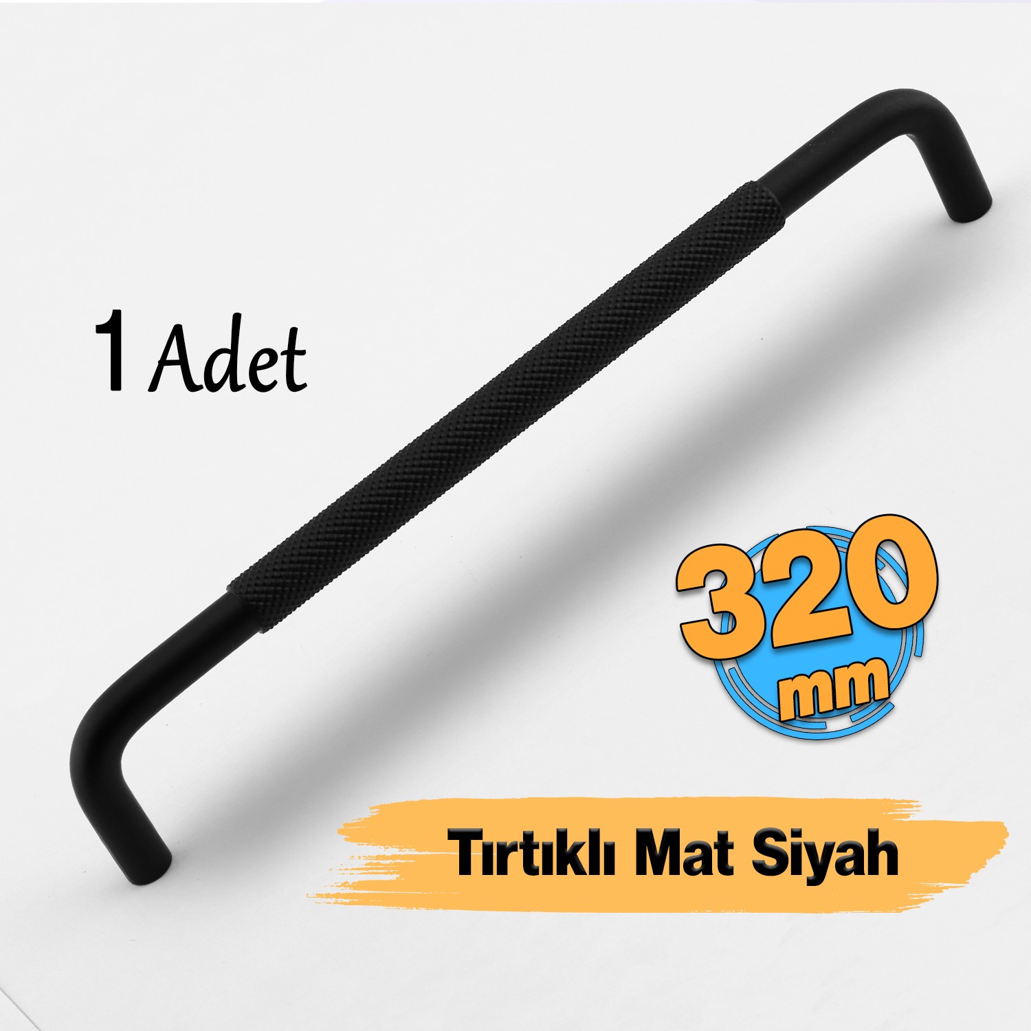 Uber Tırtıklı Mat Siyah Metal Kulp 320 mm 32 cm Mobilya Çekmece Mutfak Dolabı Dolap Kapak Kulpları
