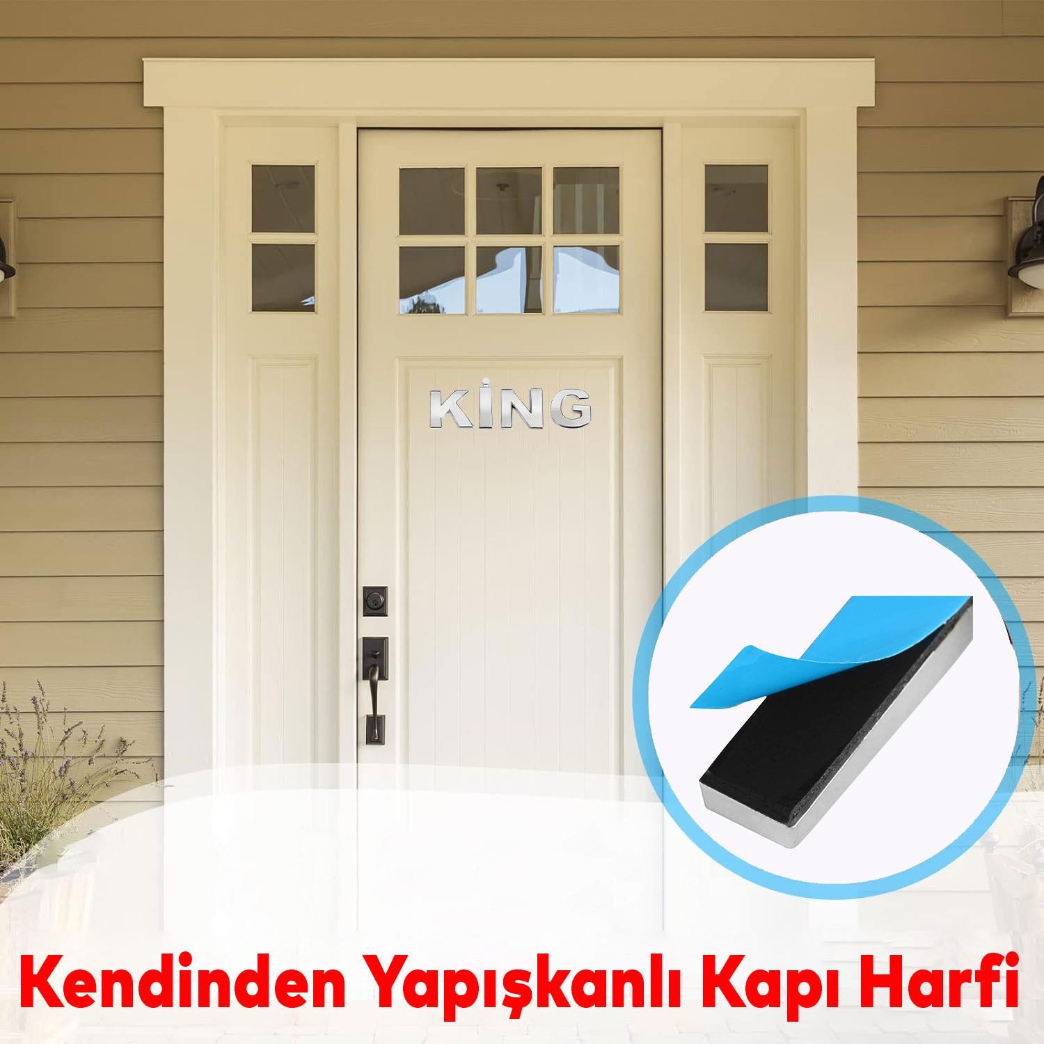 Harf Yapışkanlı X Harfi 5 cm Kapı Oda Posta Kutusu Oto Araç Harfi Yazısı Parlak Krom Gümüş 