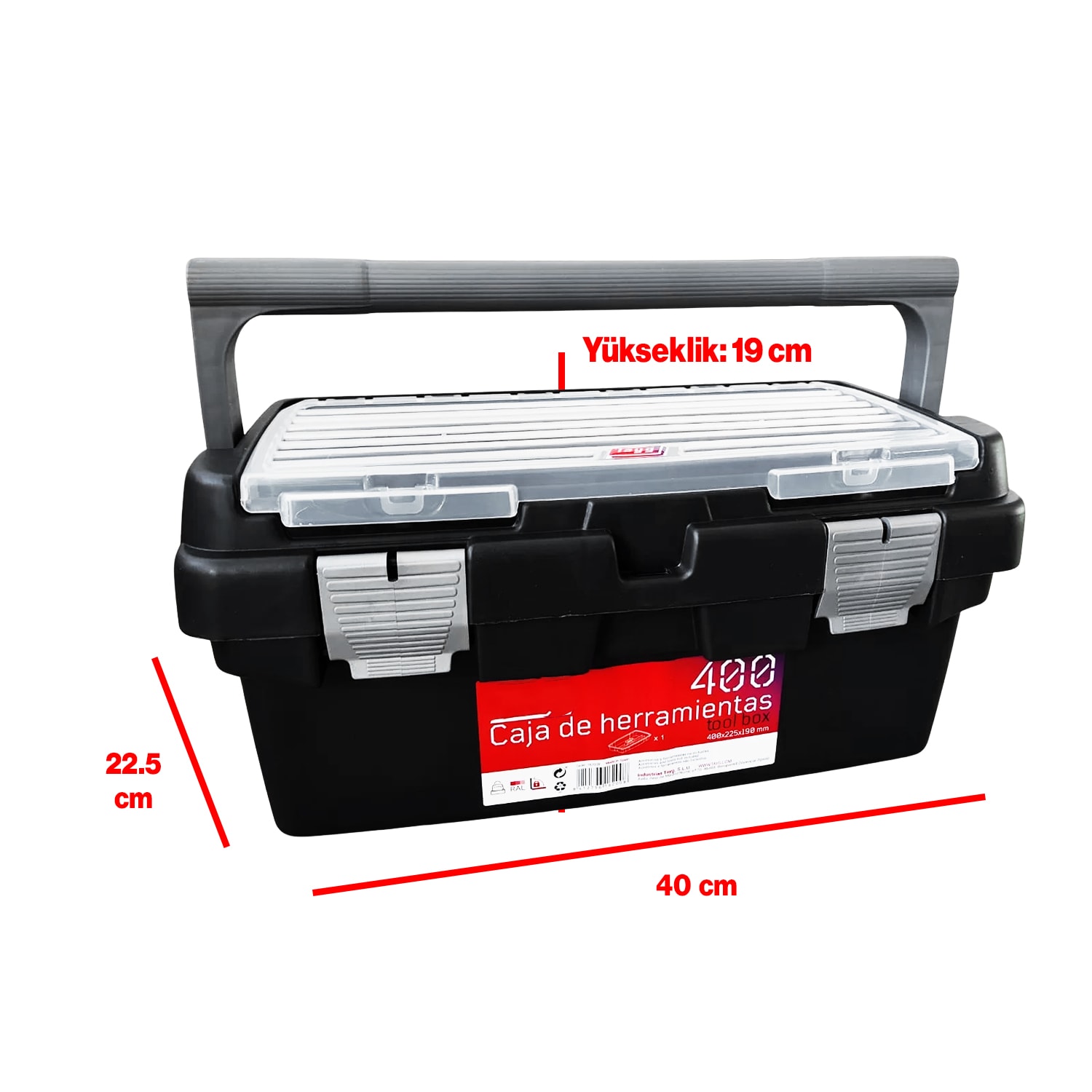 Plastik Açma Kapatmalı 12'' 12 Litre Organizer Bölmeli Taşınabilir Kulplu Takım Çantası Alet Çanta