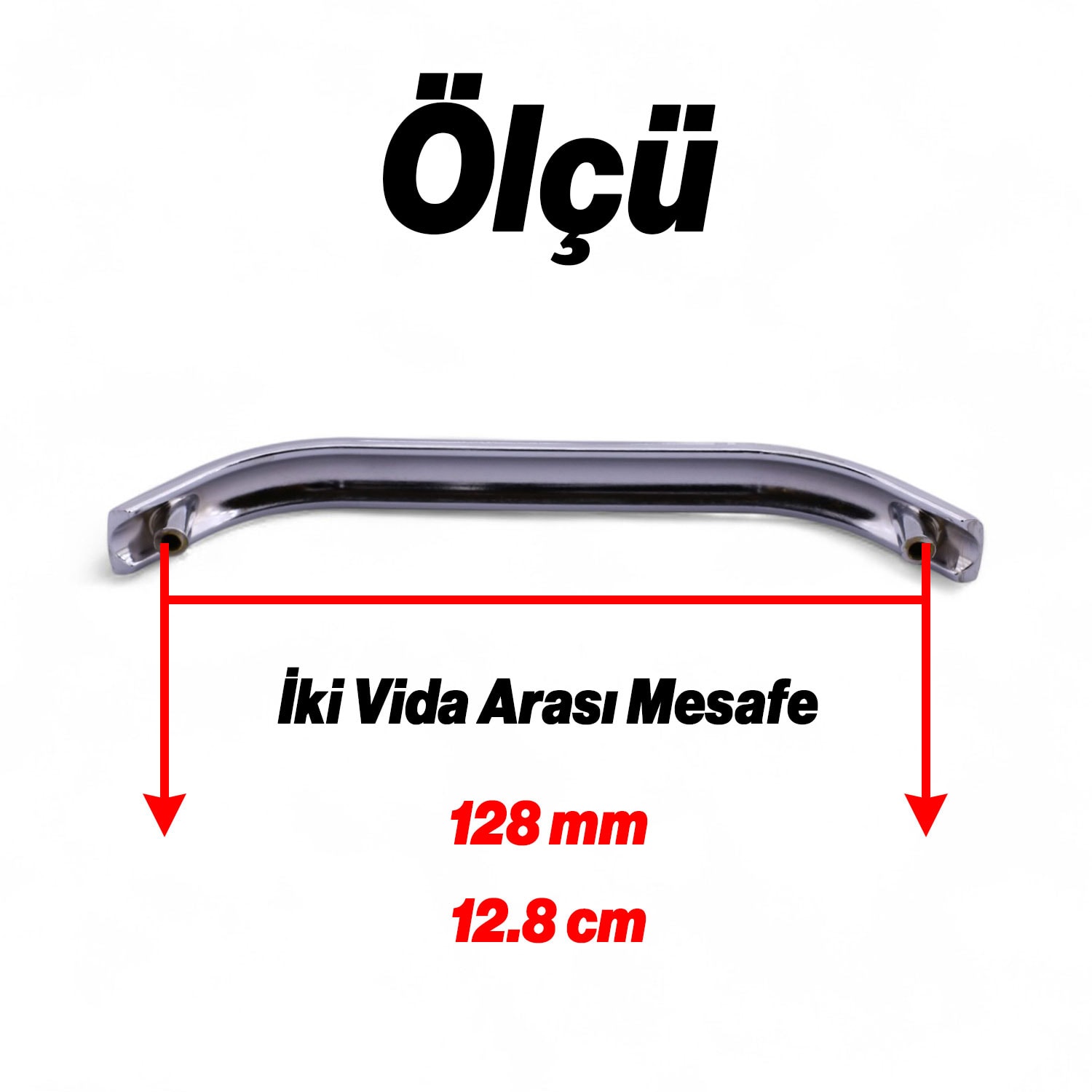Alara Krom (128 MM - 12.8 CM) Kulpu Dolap Mobilya Mutfak Çekmece Dolabı Dolap Kulpları Kulbu Metal