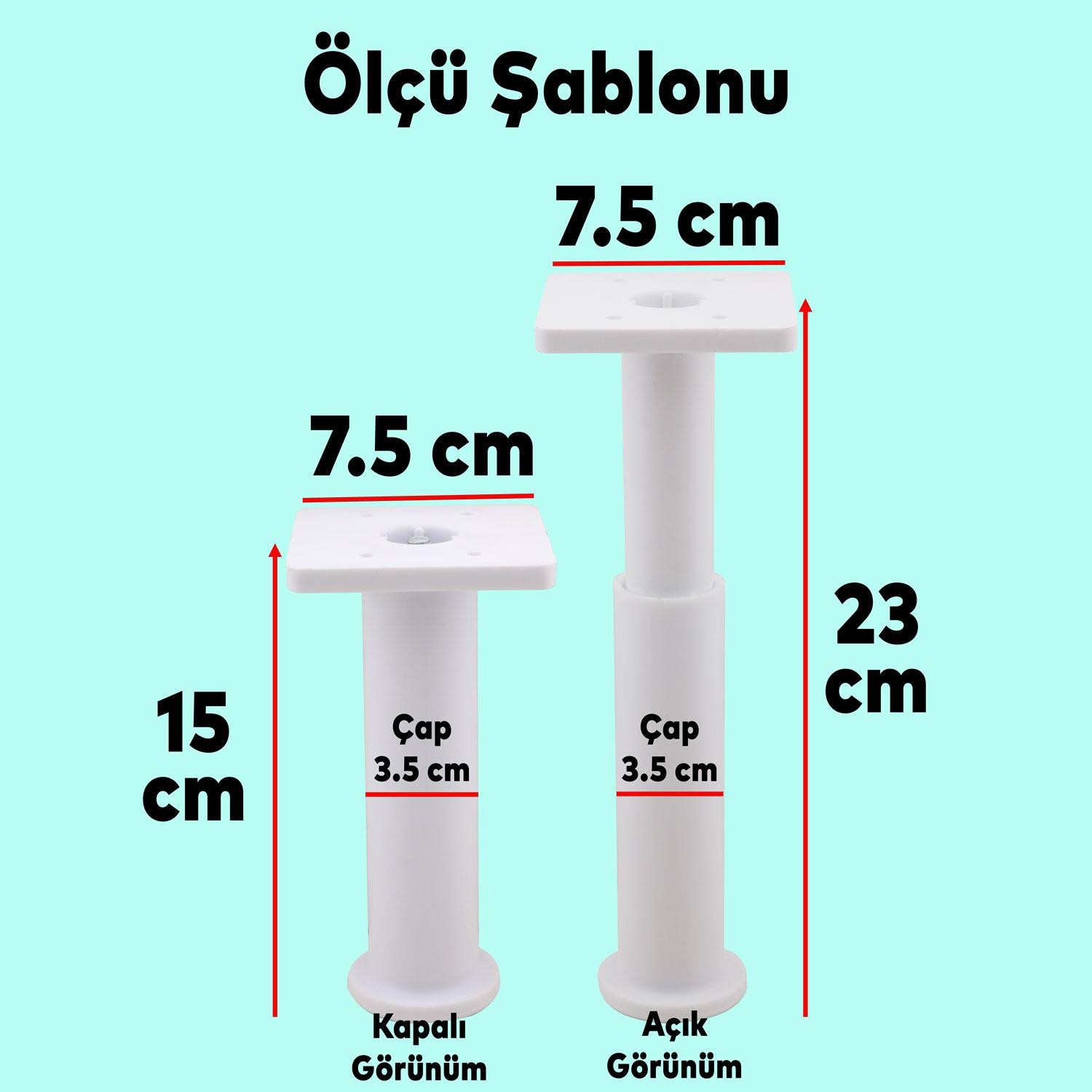 (4 ADET) Ayarlanabilir Destek 15 Cm Beyaz Mobilya Kanepe Koltuk Baza Yükseltme Yükseltici Ayağı Ayakları