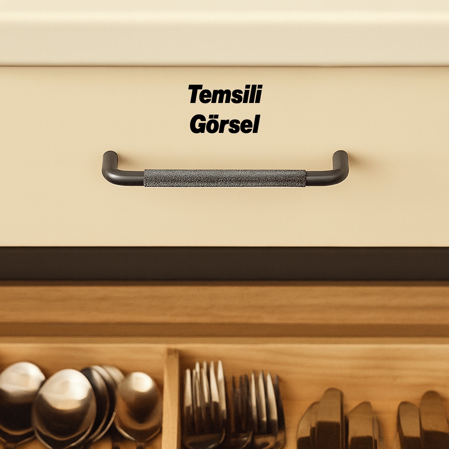 Tırtıklı Füme Metal Kulp 224 mm 22.4 cm Mobilya Çekmece Dolap Dolabı Modern Kapak Kulpları