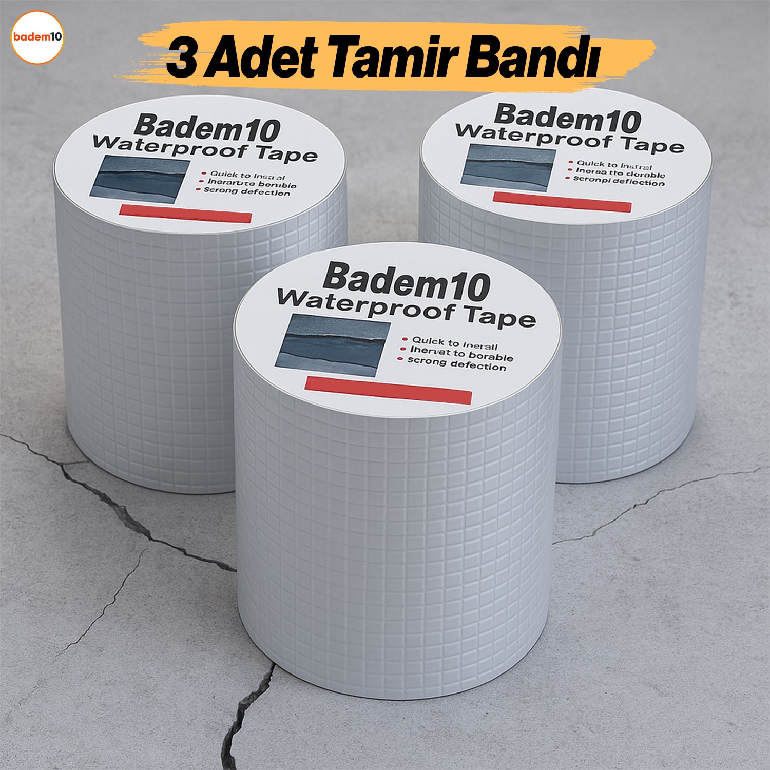 Çatı İzolasyon Bandı 3 ADET Tamir Bant 2 METRE Su Sızdırmazlık Geçirmezlik Yalıtım Çamur Çatlak Boru