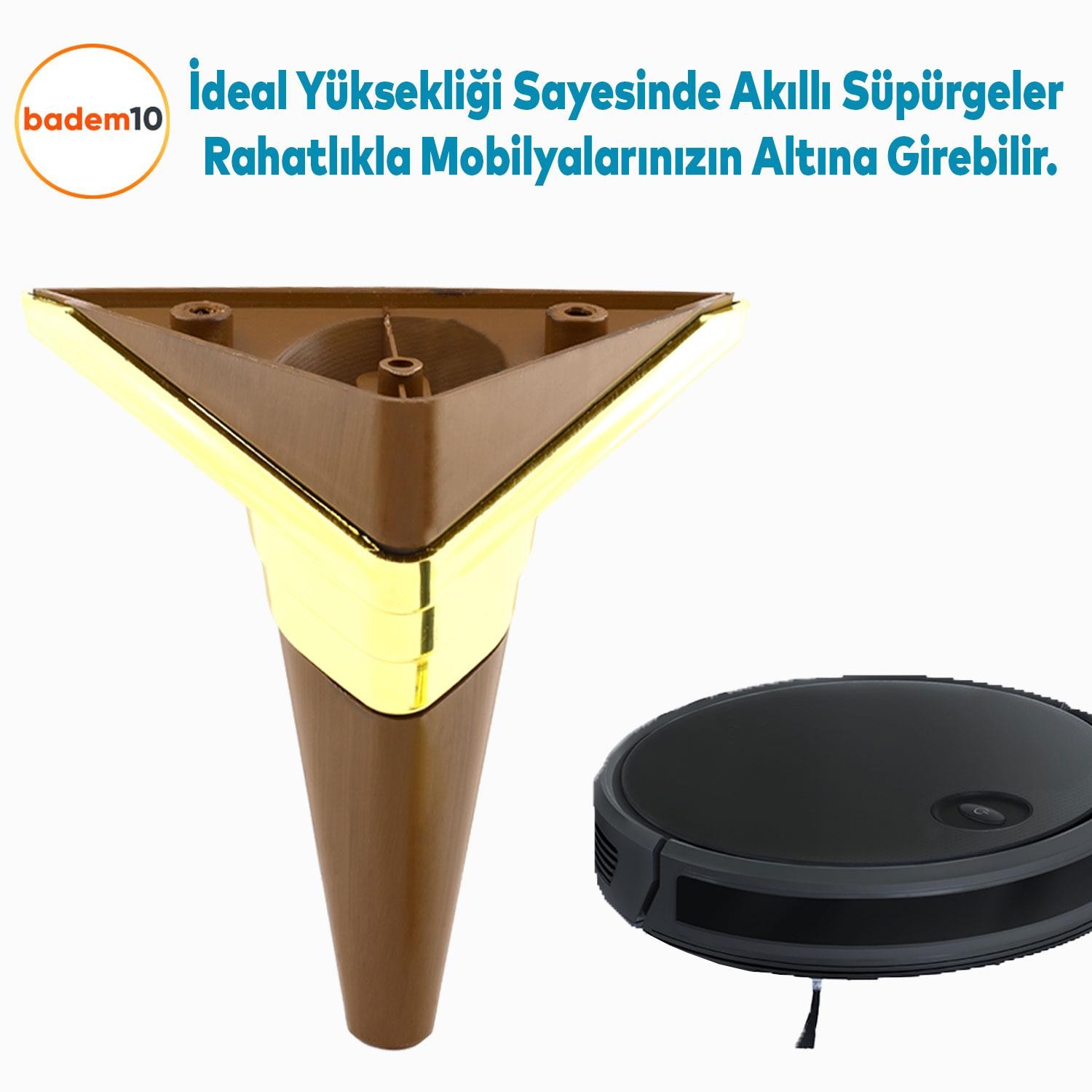 Golden Köşe Lüks Mobilya Kanepe Sehpa TV Ünitesi Koltuk Ayağı Baza Ayakları Kübik Ceviz Altın 14 cm