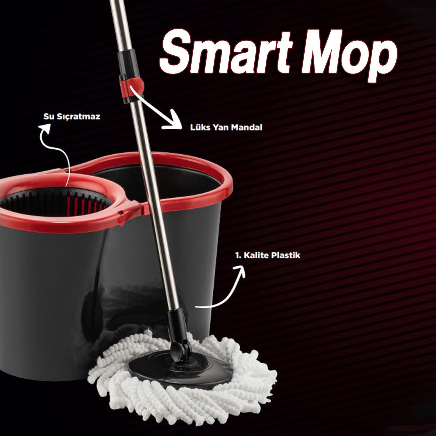 Smart Edition Mikrofiber Süper 360 Otomatik Temizlik Seti Yer Vileda Kova Mop Set Banyo Paspas 13 Lt