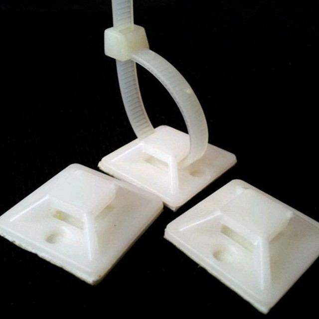 100 Adet Yapışkanlı Kroşe Kablo Bağı Tutucu 25x25 mm
