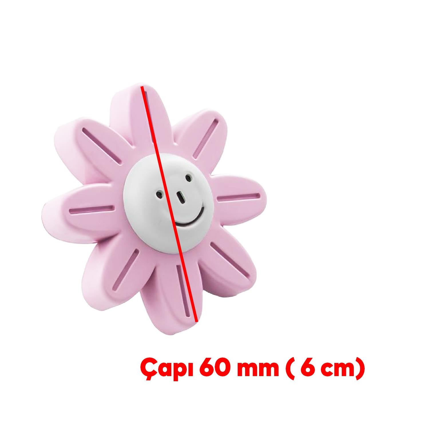 Plastik Papatya Gülücüklü Pembe Mobilya Çoçuk Odası Dolabı Kapak Kulpu Çekmece Kulbu 1 ADET