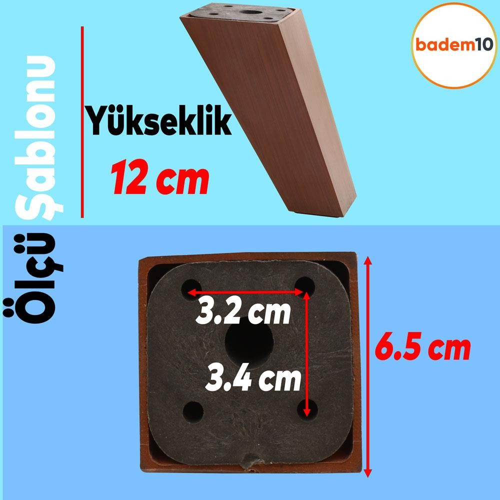 Linden Lüks Mobilya Kanepe Sehpa Tv Ünitesi Koltuk Ayağı 12 Cm Kahverengi Baza Ayakları