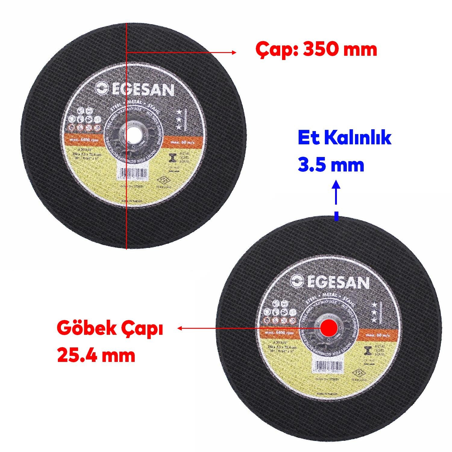 Egesan Metal Kesici Taş Disk Taşlama Spiral Demir Kesme Diski 350x3.5x25.4 mm
