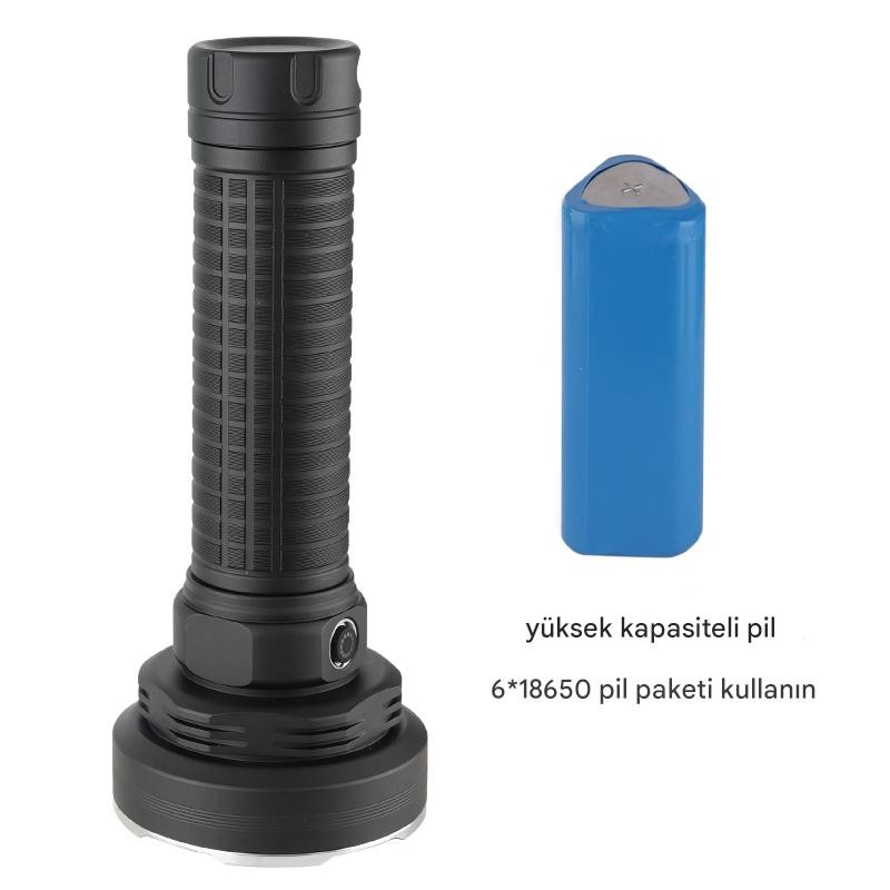 120W Usb Şarjlı Yüksek Işıklı LED Taktik El Feneri Süper Parlak Işık Su Geçirmez Gece Kamp Acil