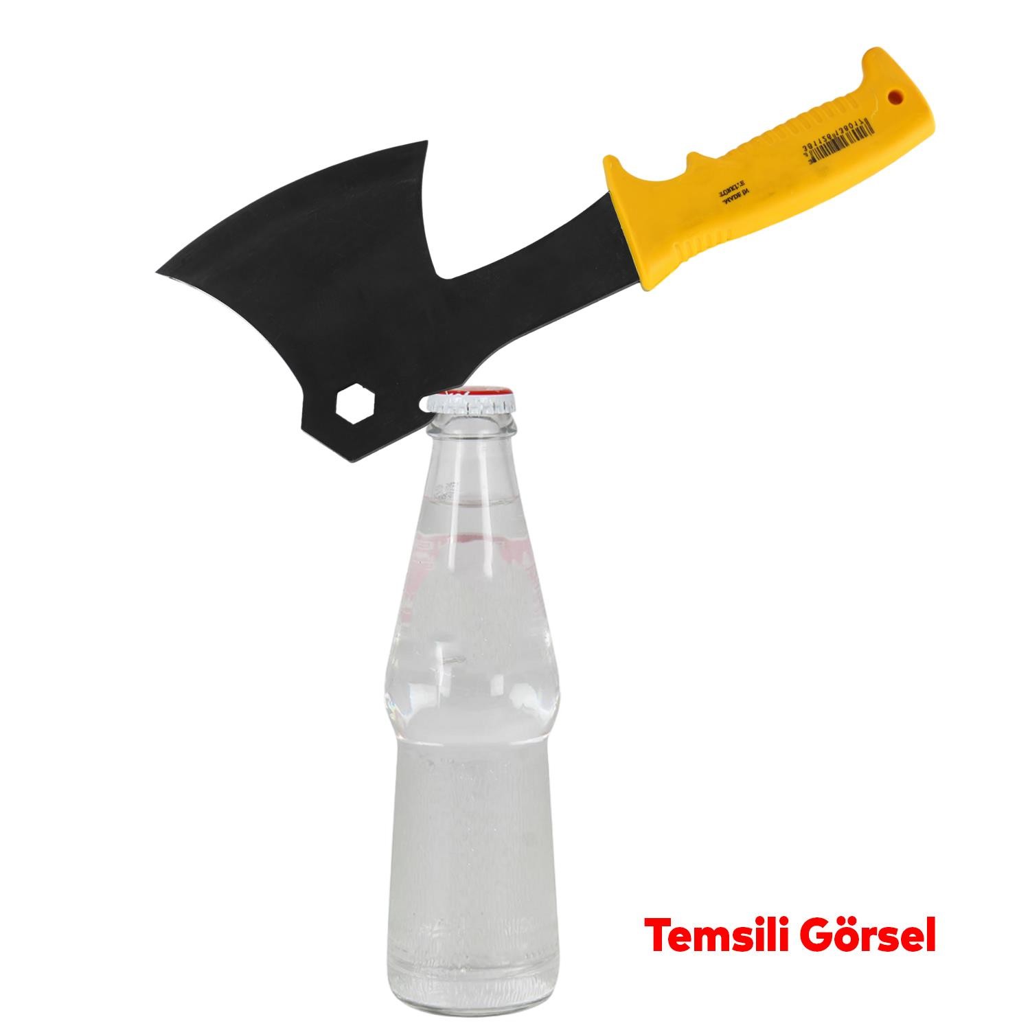 Saplı Kamp Piknik Baltası Mini Çok Amaçlı Fonksiyonlu Keskin Balta 26 cm 600 GR Gazoz Açacağı