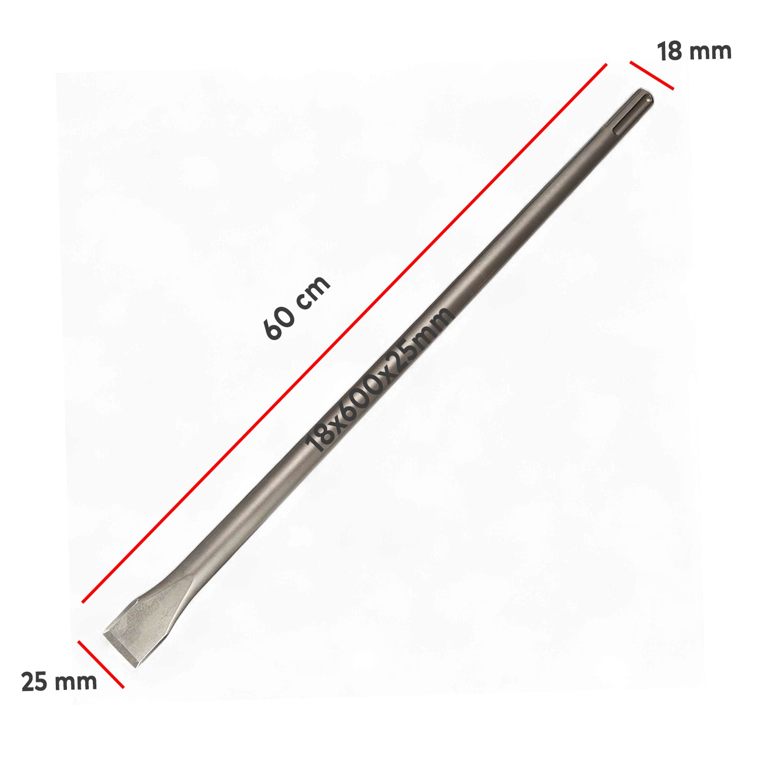 Sds Max Şaftlı Keski 18 mm x 600 mm x 25 mm Hilti Ucu Beton Taş Kaya Kırıcı Kırma Adaptörü
