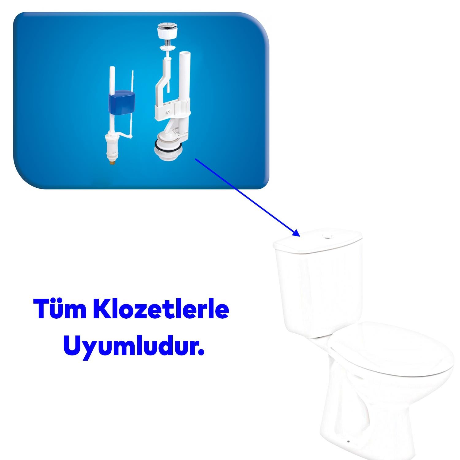 Çift Basmalı İç Takımı Rezervuar İç Düzenek Otomatik Su Dolum Basma Alafranga Tuvalet Klozet Sifon