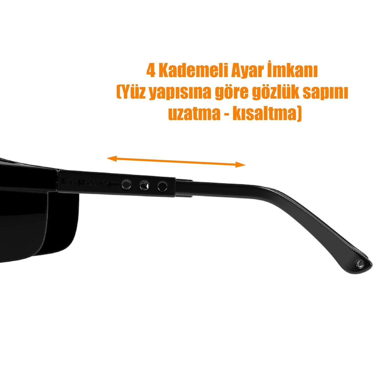Baymax Kaynakçı İş Güvenlik Gözlüğü Kulak Ayarlı Koruyucu Gözlük Siyah S400 Toptan Satış