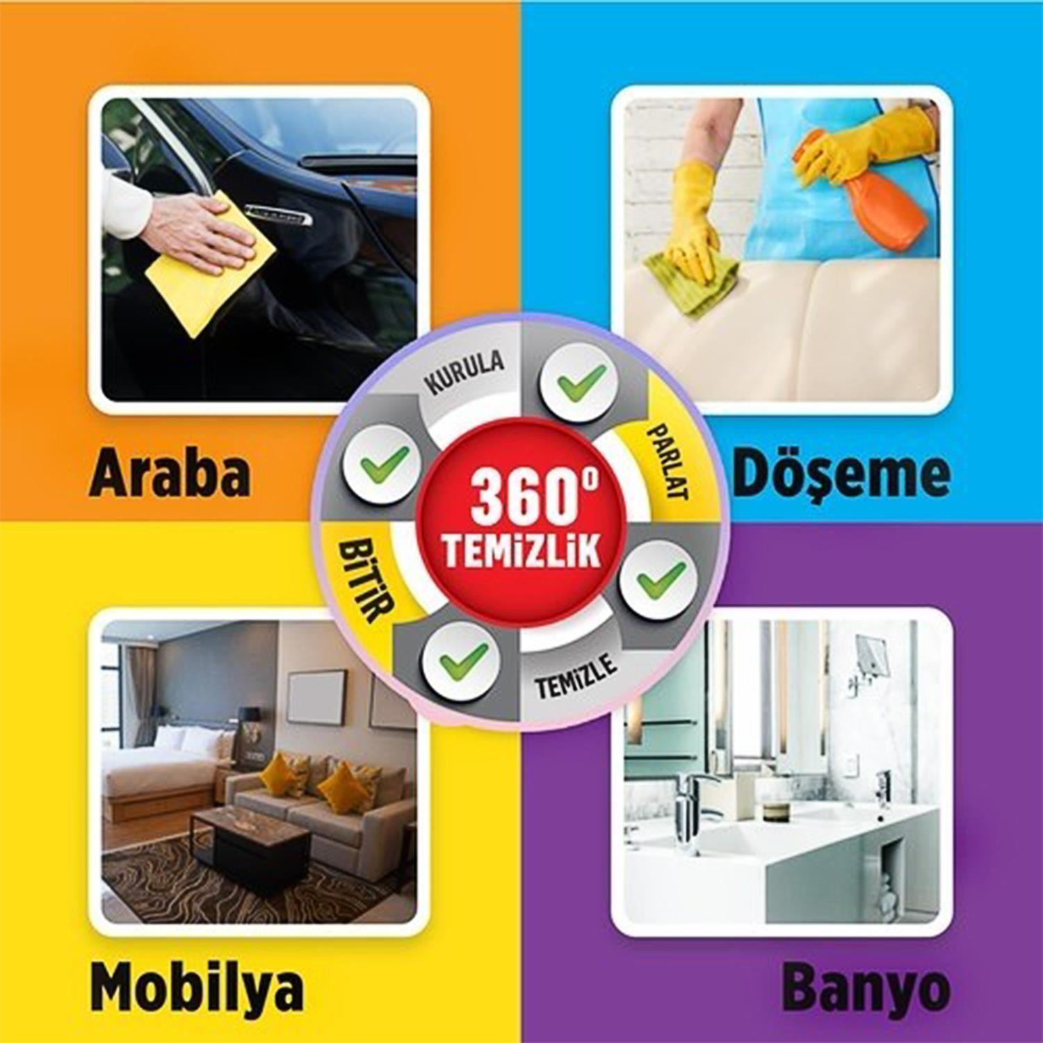 Automix Araba Araç Otomobil Oto Yıkama Jumbo Güderi Bez Mikrofiber Döşeme Mobilya Temizlik 50x40 