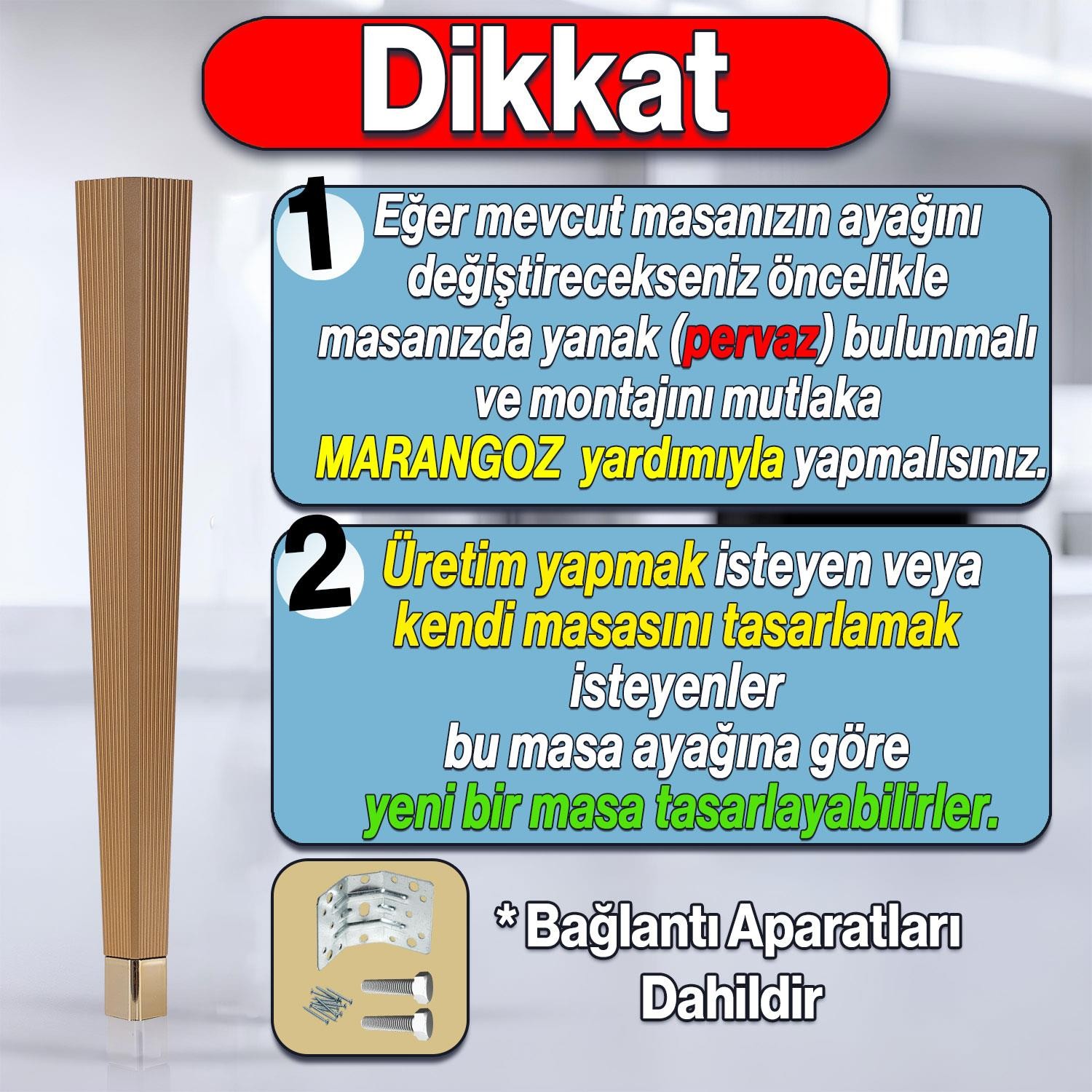 Elit Masa Dresuar Ayağı 75 cm Plastik Gold Altın Ayak Mutfak Yemek Masası Mobilya Ayakları