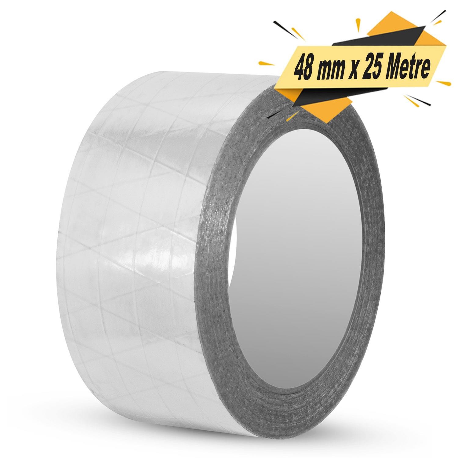 Alüminyum Folyo Bant 48 mm x 25 Mt Sızdırmaz Takviyeli Yanmaz Soba Borusu Bandı