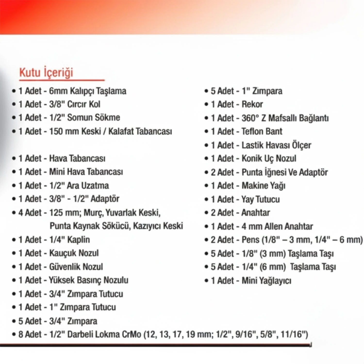 Havalı Alet Tamirci Seti 61 Parça Profesyonel Kompresör Uyumlu Çok Fonksiyonlu Amaçlı Onarım Seti