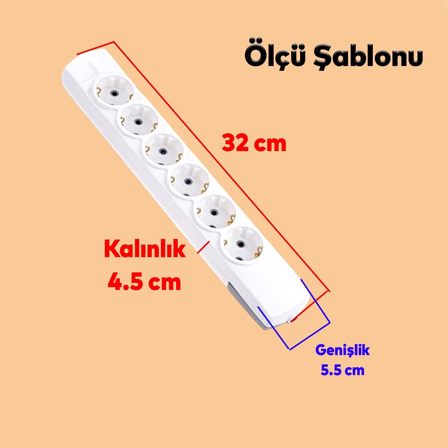 Kablosuz Klemensli 6'lı Grup Priz Fiş Priz Topraklı Çoklu Çoğaltıcı Altılı Kablosuz Asmalı