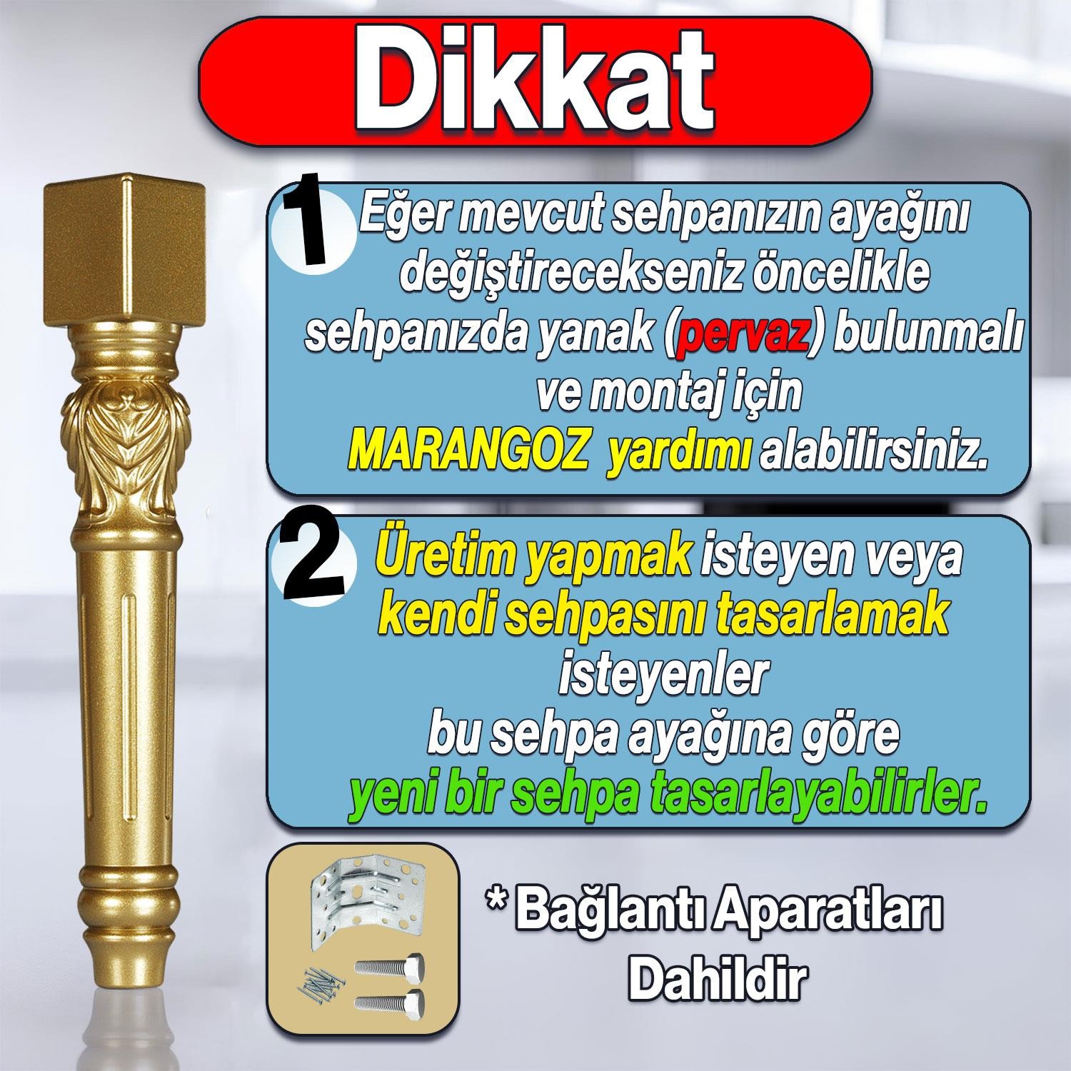 Star Plastik Sehpa Ayağı 44 cm Altın Renk Orta Ayak Zigon Sehpa Mobilya Masa Ayakları 1 Adet Gold