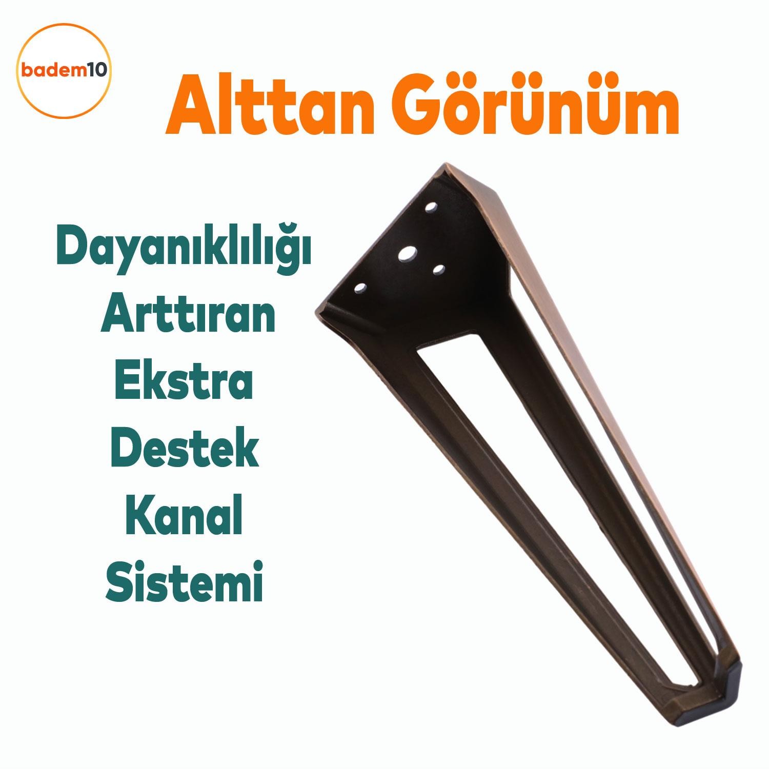 Ovit Ünite Mobilya Koltuk Konsol Tv Masa Ayağı Metal Ayakları 20 Cm Antik Bakır