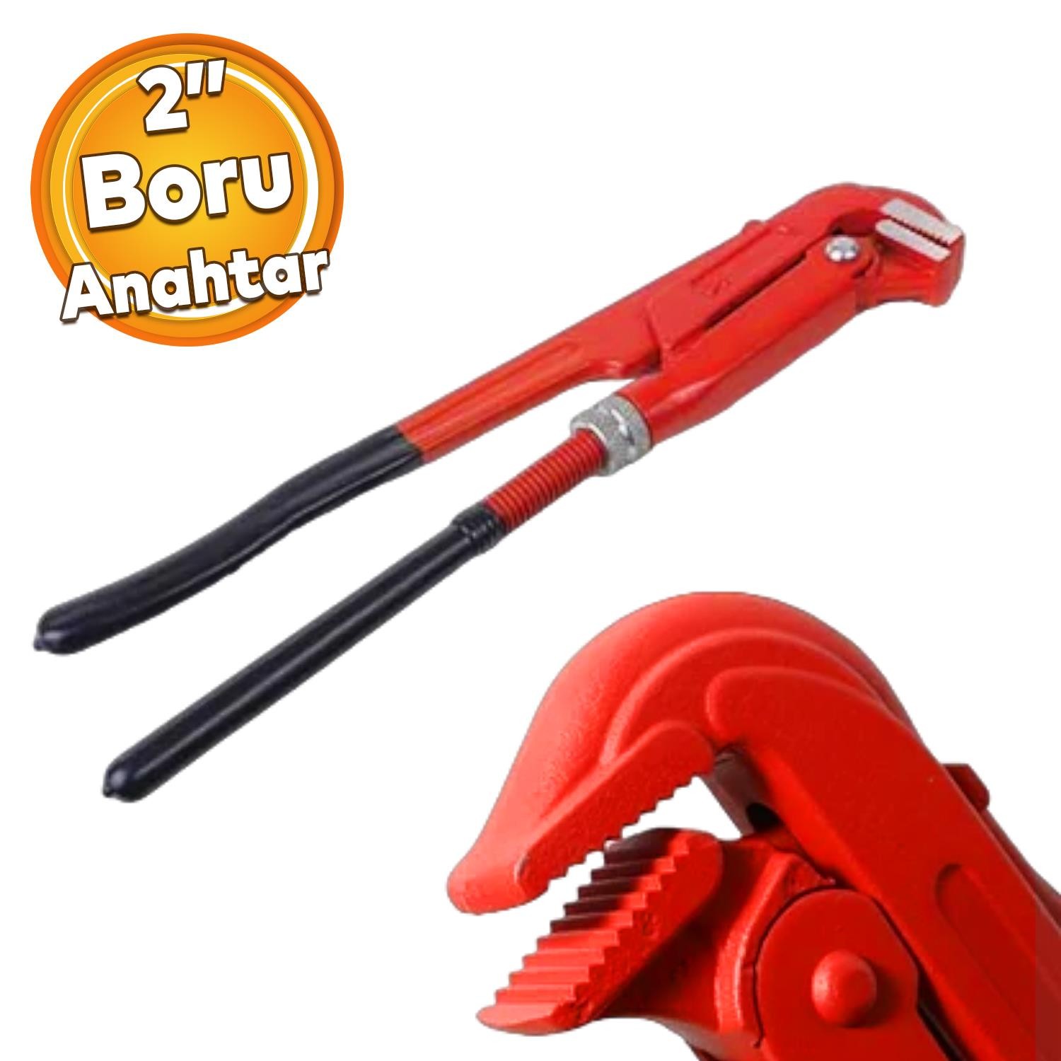 Maşalı Boru Anahtarı 2'' İngiliz Anahtar 8 cm Ağız 55 Cm Boy Çok Amaçlı Anahtar Sökme Sıkma Tutma